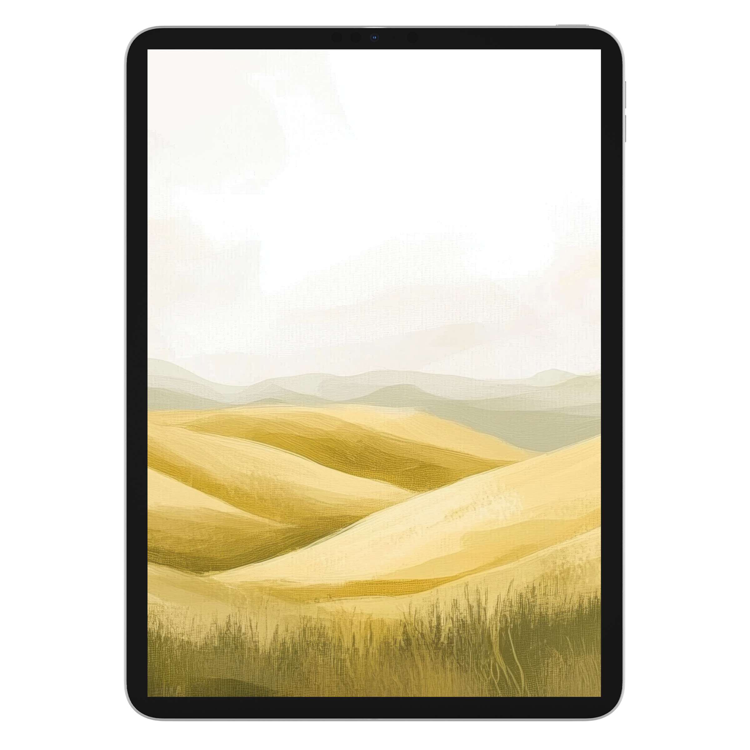 Serene landscape iPad wallpaper with soft golden hills offers an elegant digital download background for any tablet's calm aesthetics