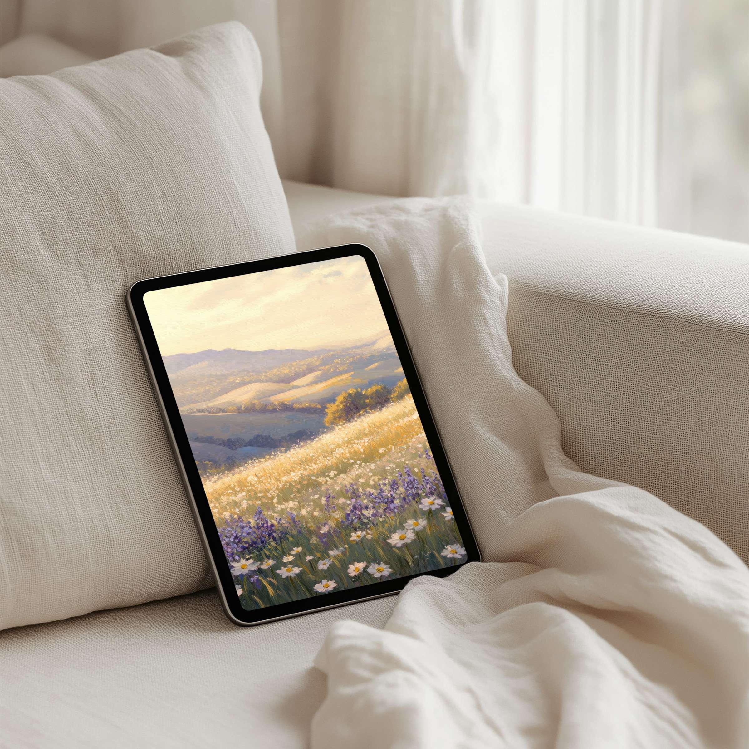 Calming floral iPad background for your tablet instant download a serene landscape inspiring elegance fits Android and Samsung