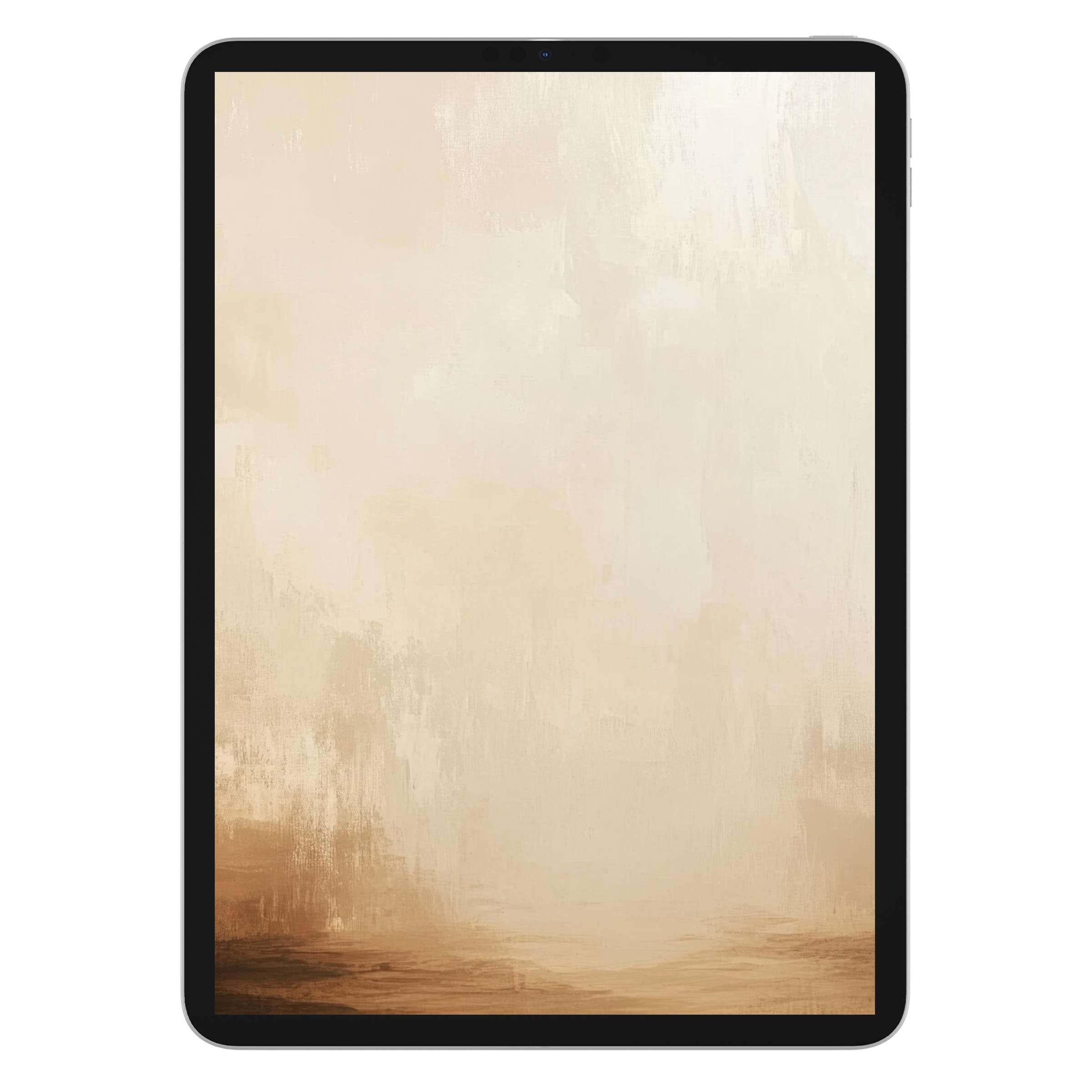 Elegant beige abstract design landscape iPad wallpaper for a serene digital download background on tablet and mobile devices