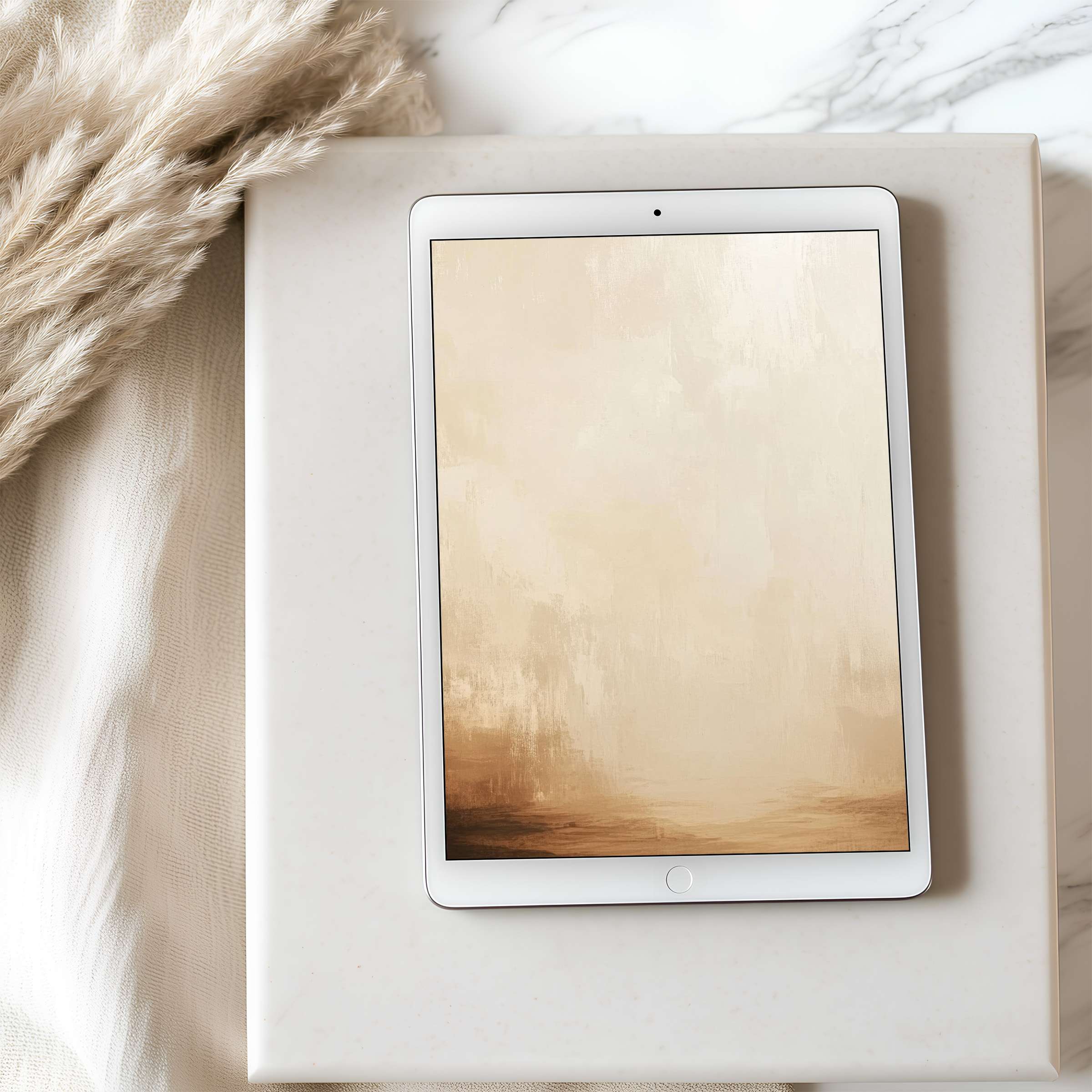 Elegant beige abstract tablet wallpaper enhances your iPad or Android with calming aesthetics, perfect for high resolution digital download