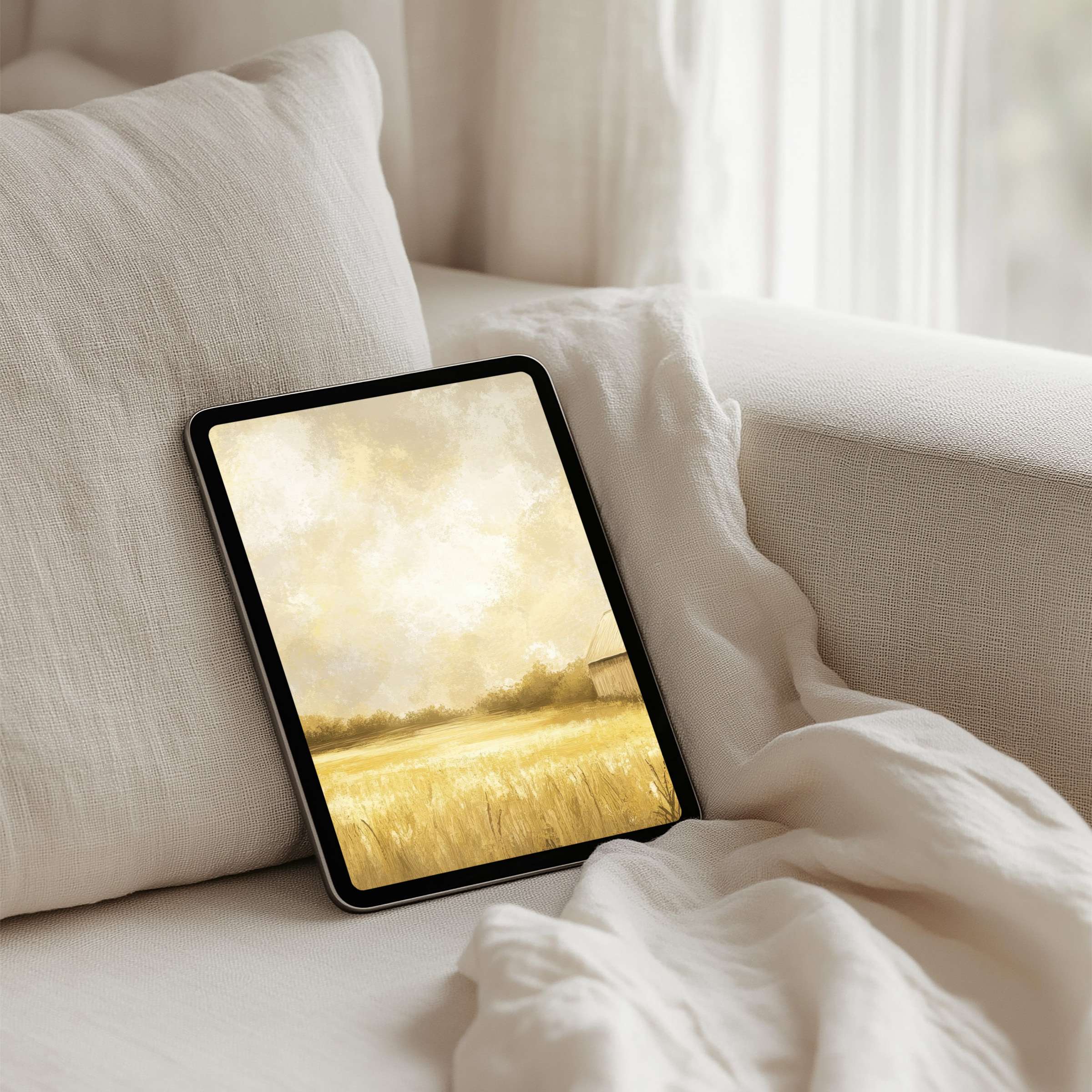 Elegant iPad background with serene landscape art offers calm and inspiration for your tablet instant download and enjoy