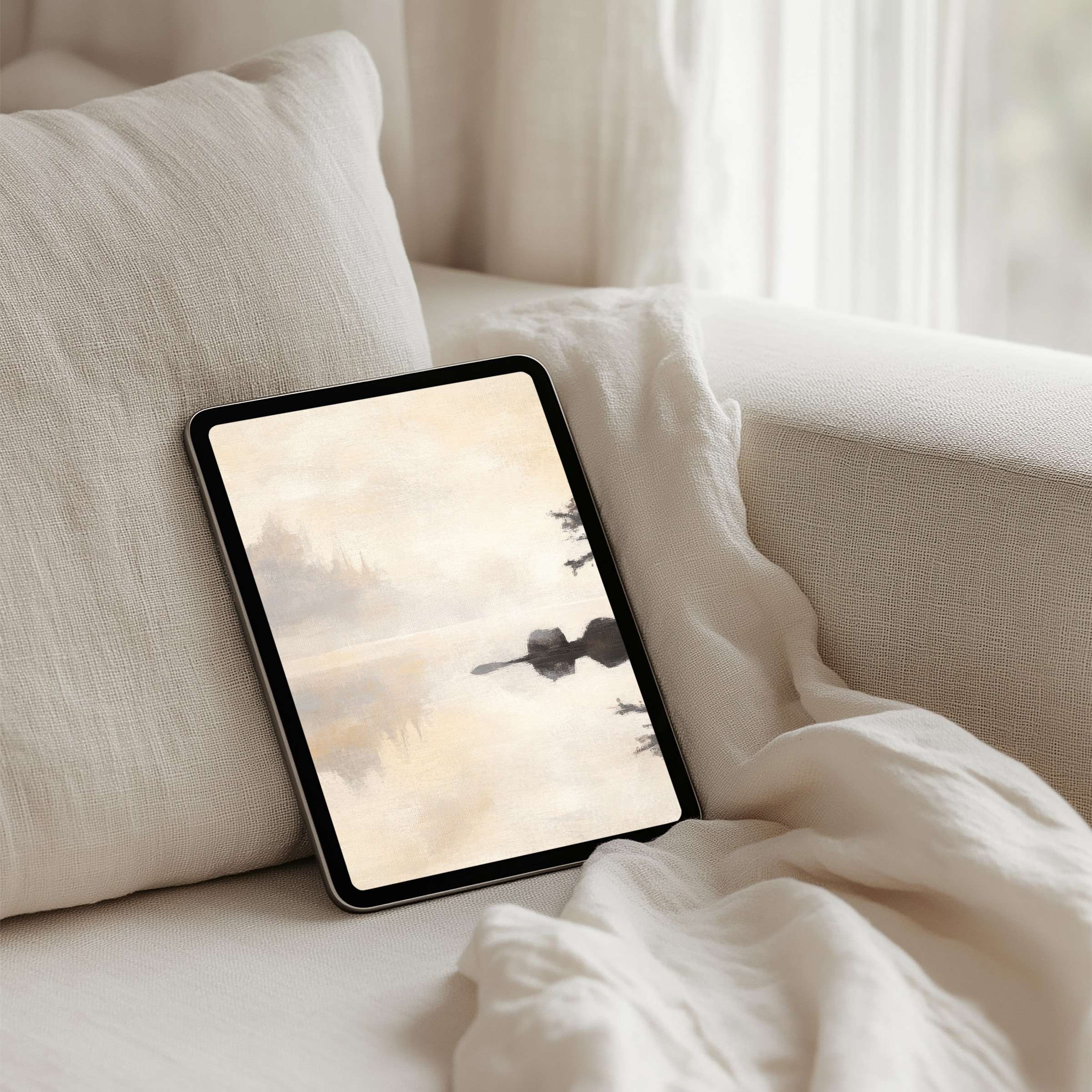 Serene watercolor iPad background for instant download creates calm elegance for any tablet, inspiring mindfulness and sophistication