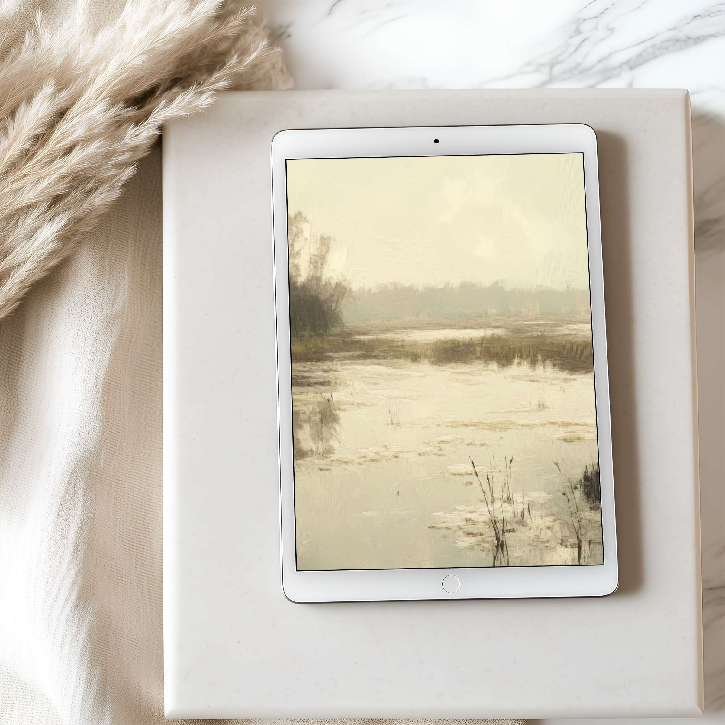 Tranquil landscape tablet wallpaper with soft earthy tones evokes calm and elegance suitable for iPad in high resolution download