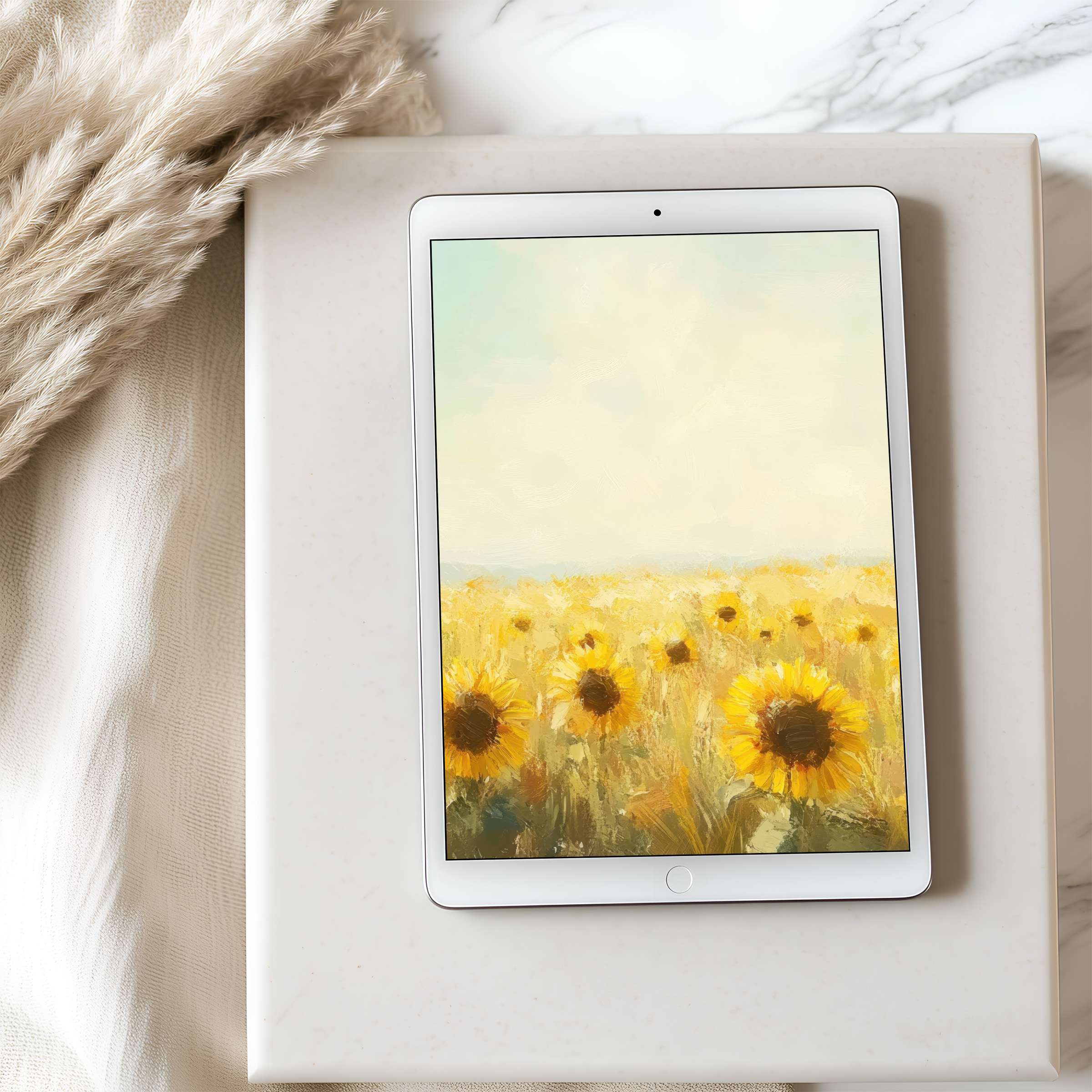 Sunflower field tablet wallpaper in high resolution adds serene elegance to your iPad or Android tablet digital download