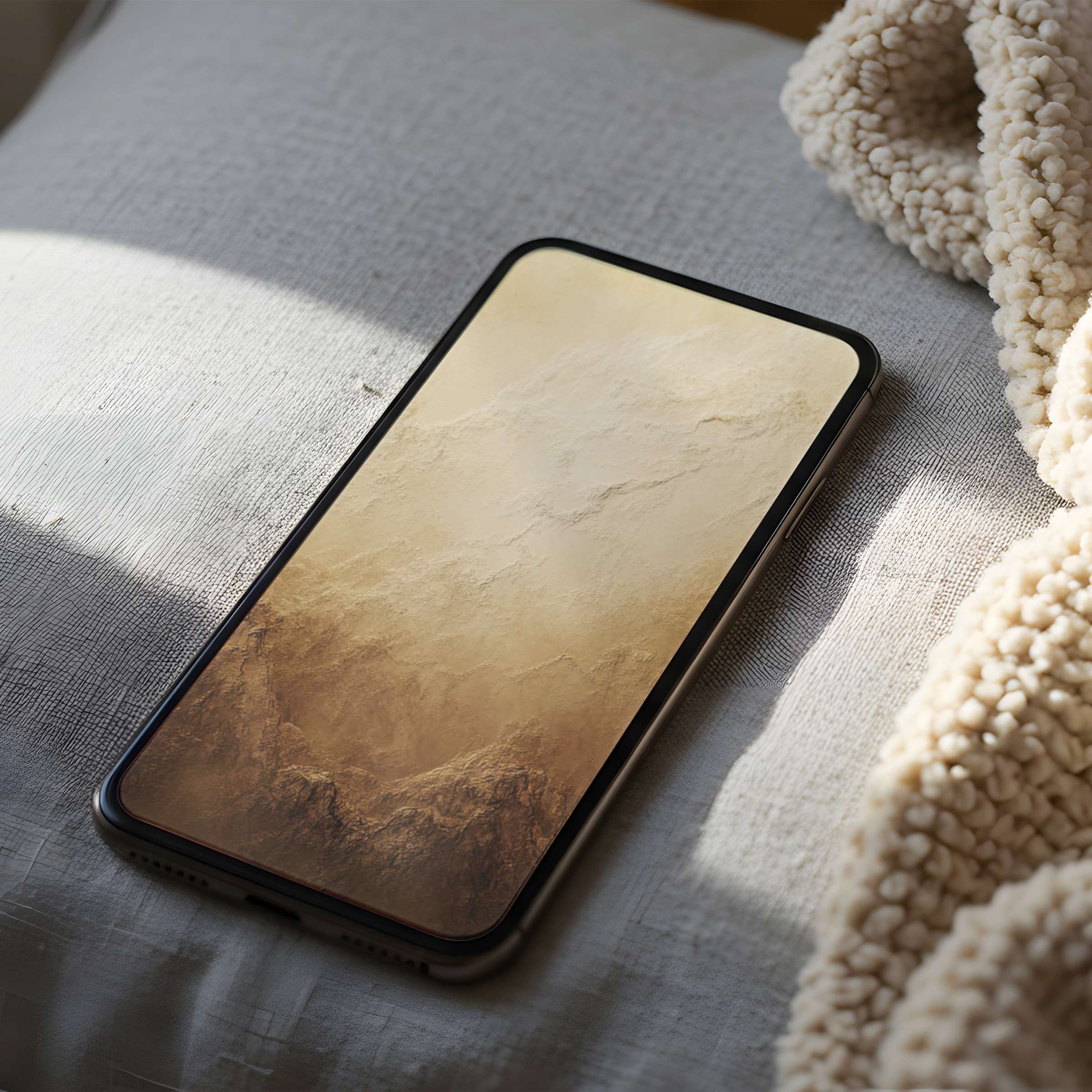 Elegant phone wallpaper art in warm beige hues adds tranquility, suitable for iPhone and Android, high resolution digital download