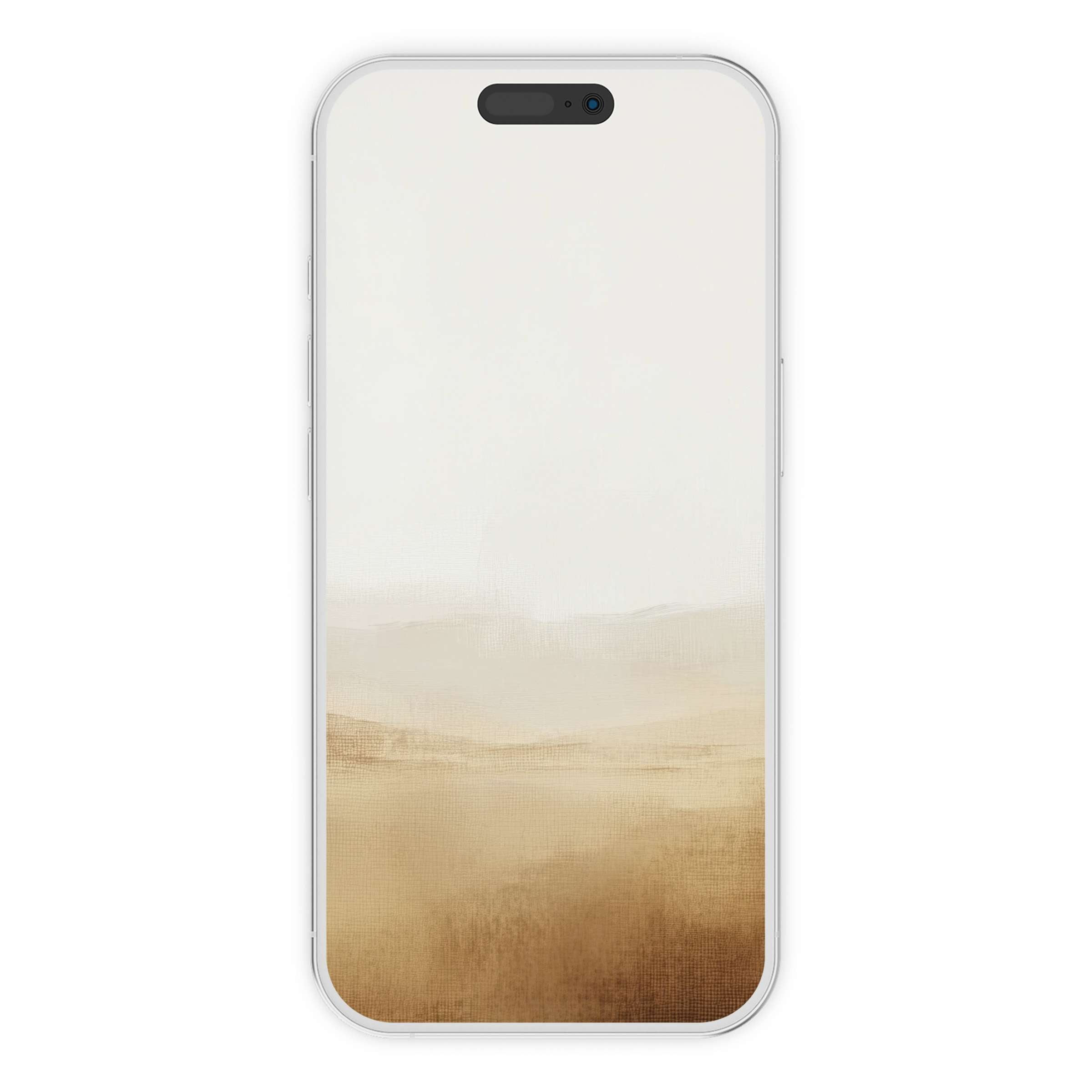 Elegant landscape iPhone wallpaper offers serene phone background in soft beige tones, digital download for iPhone and Android