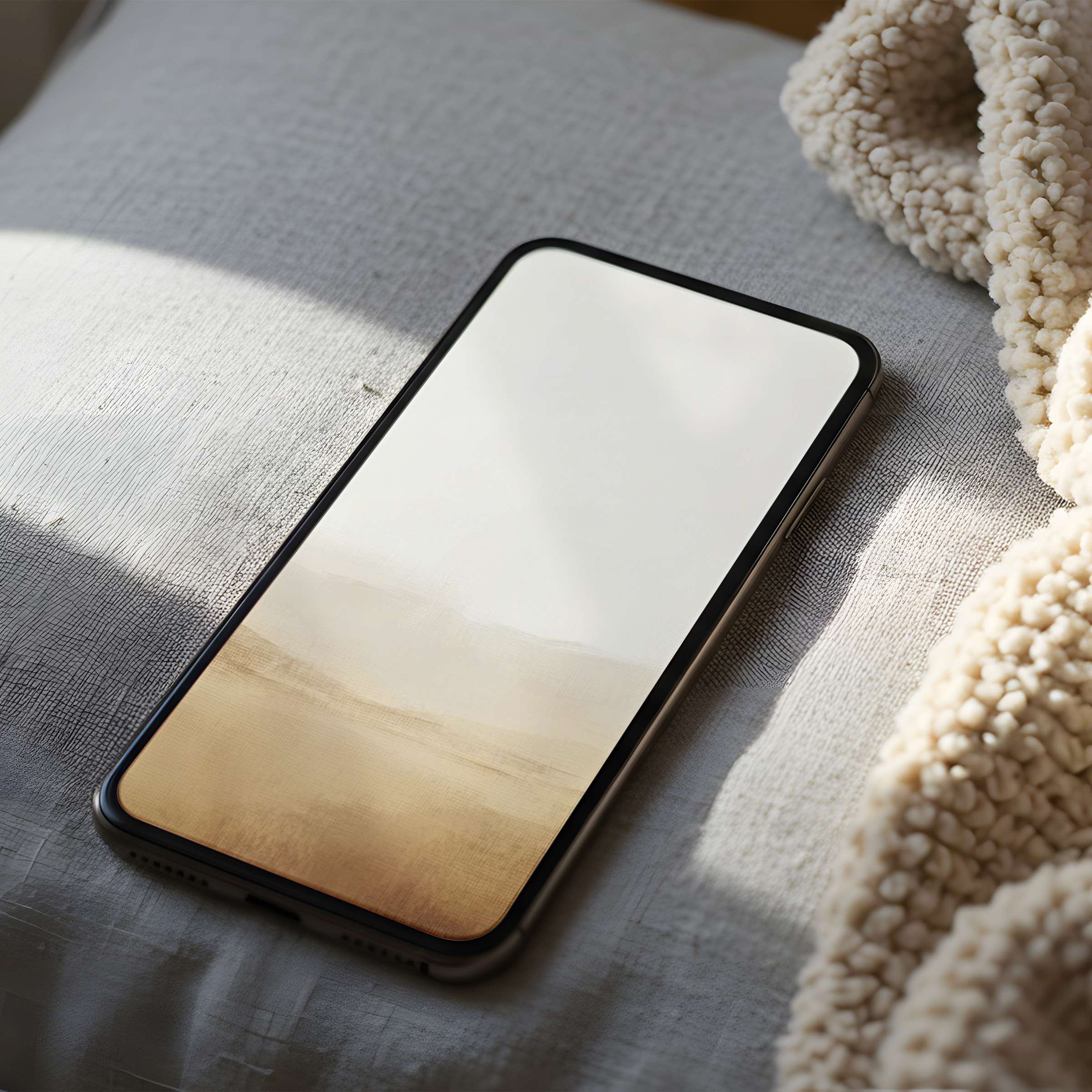 Elegant phone wallpaper featuring a serene beige landscape motif, perfect for iPhone and Android, ideal high-resolution digital download