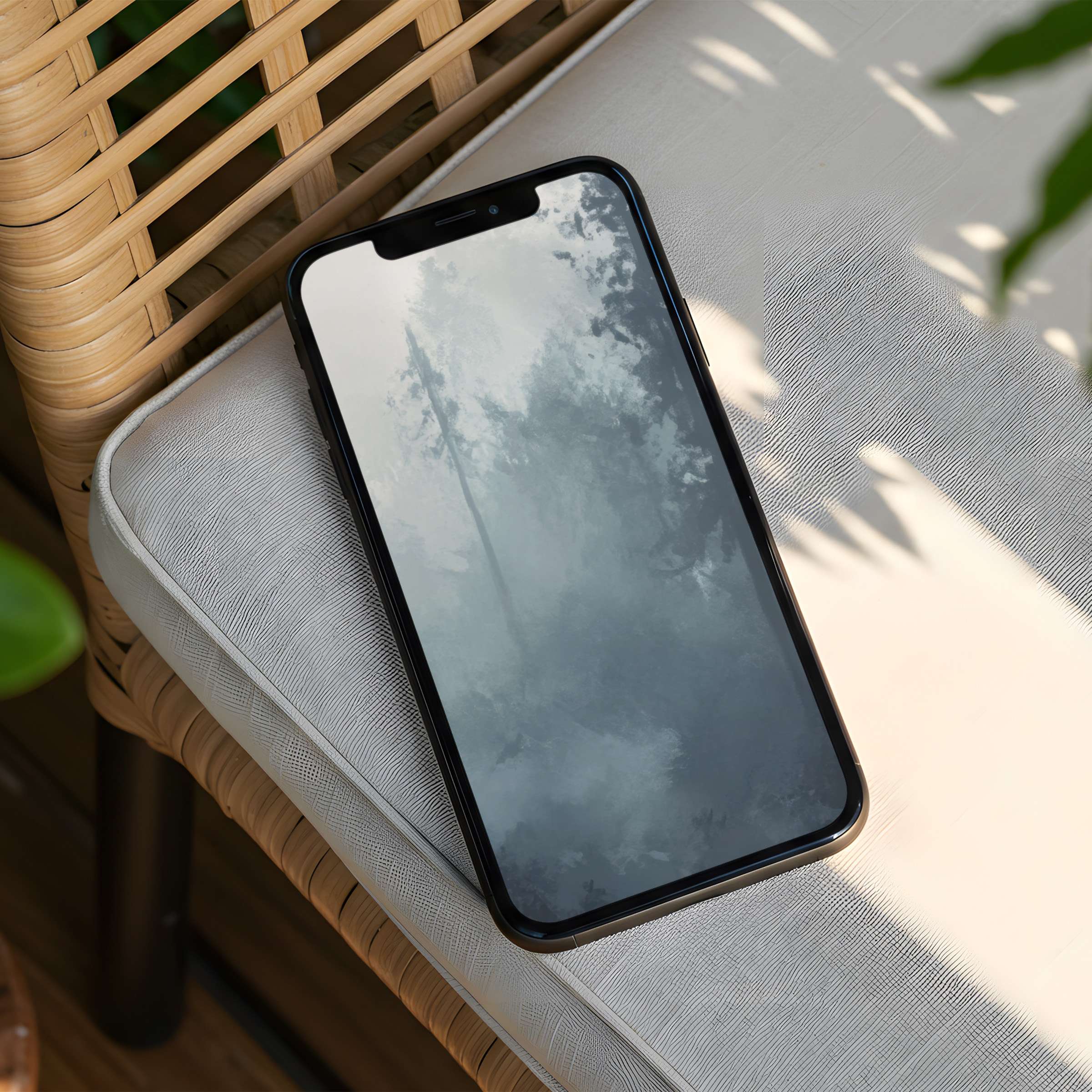 Tranquil misty forest-themed iPhone background for instant download brings elegance and calm to your phone inspiring mindfulness