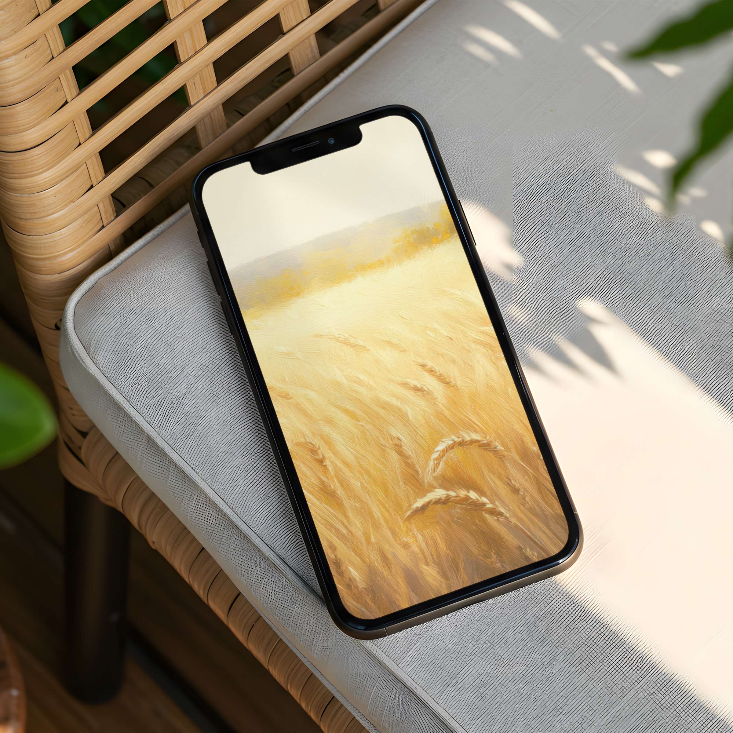 Golden wheat field iPhone background offers an instant download for your phone, bringing elegance and tranquility to your digital space