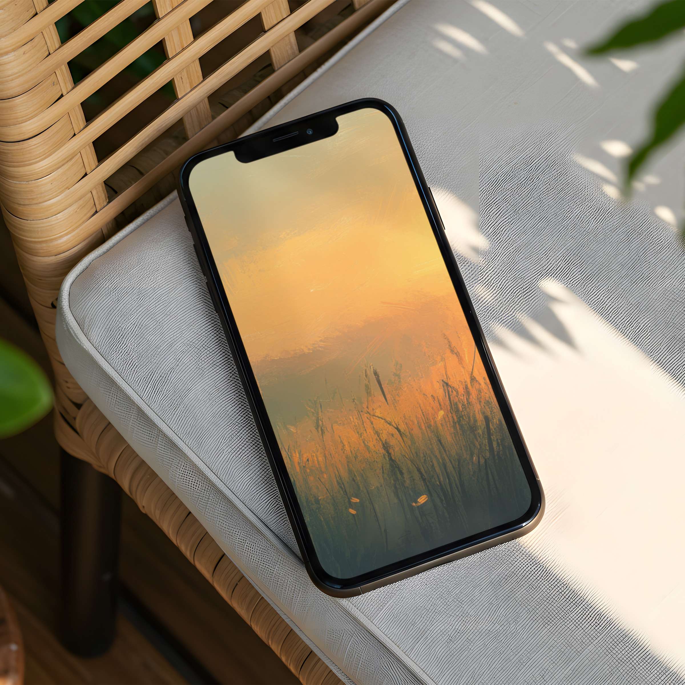 Elegant iPhone background with serene sunset art enhances mindfulness perfect for instant download on any phone model