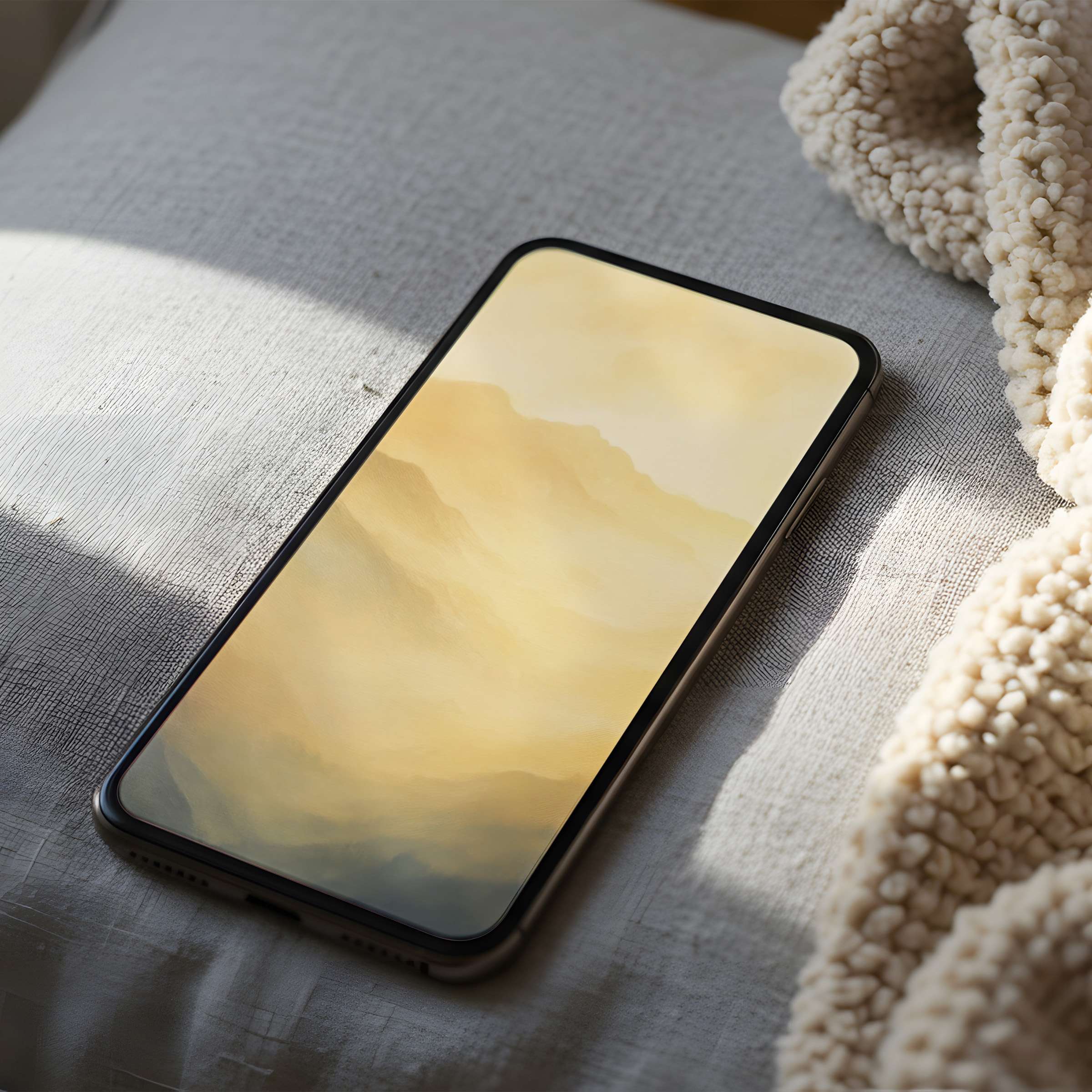 Elegant phone wallpaper featuring serene golden abstract art for high resolution digital download on iPhone and android devices