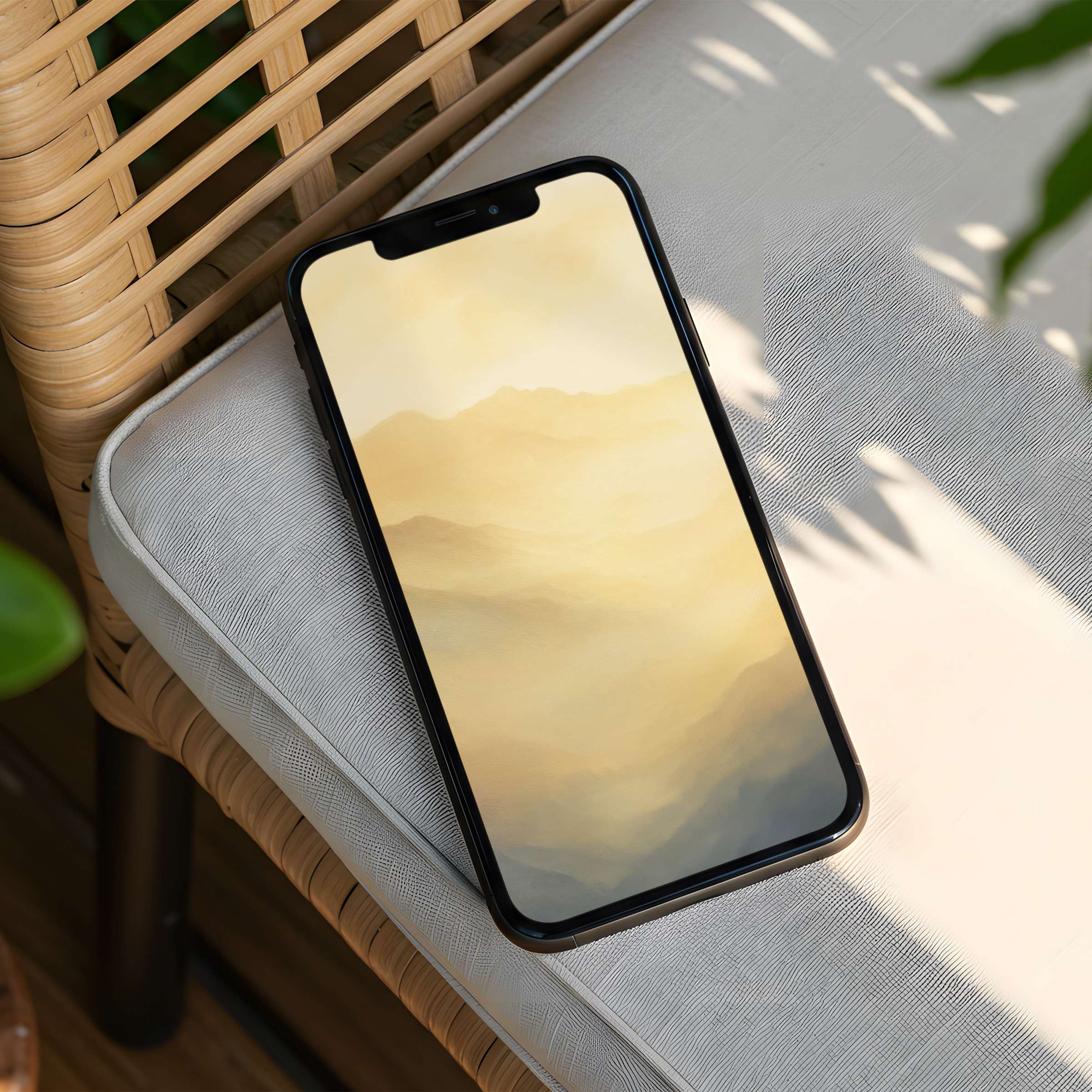 Elegant iPhone background with serene golden hues offers instant download for phone users seeking calm and mindful inspiration