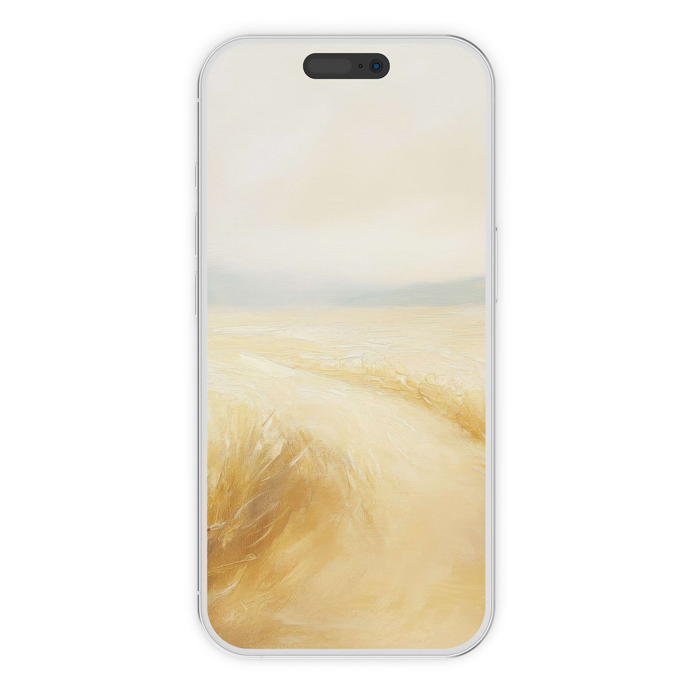 Calm beige and cream abstract landscape iPhone wallpaper for phone background evokes serenity, available as a digital download