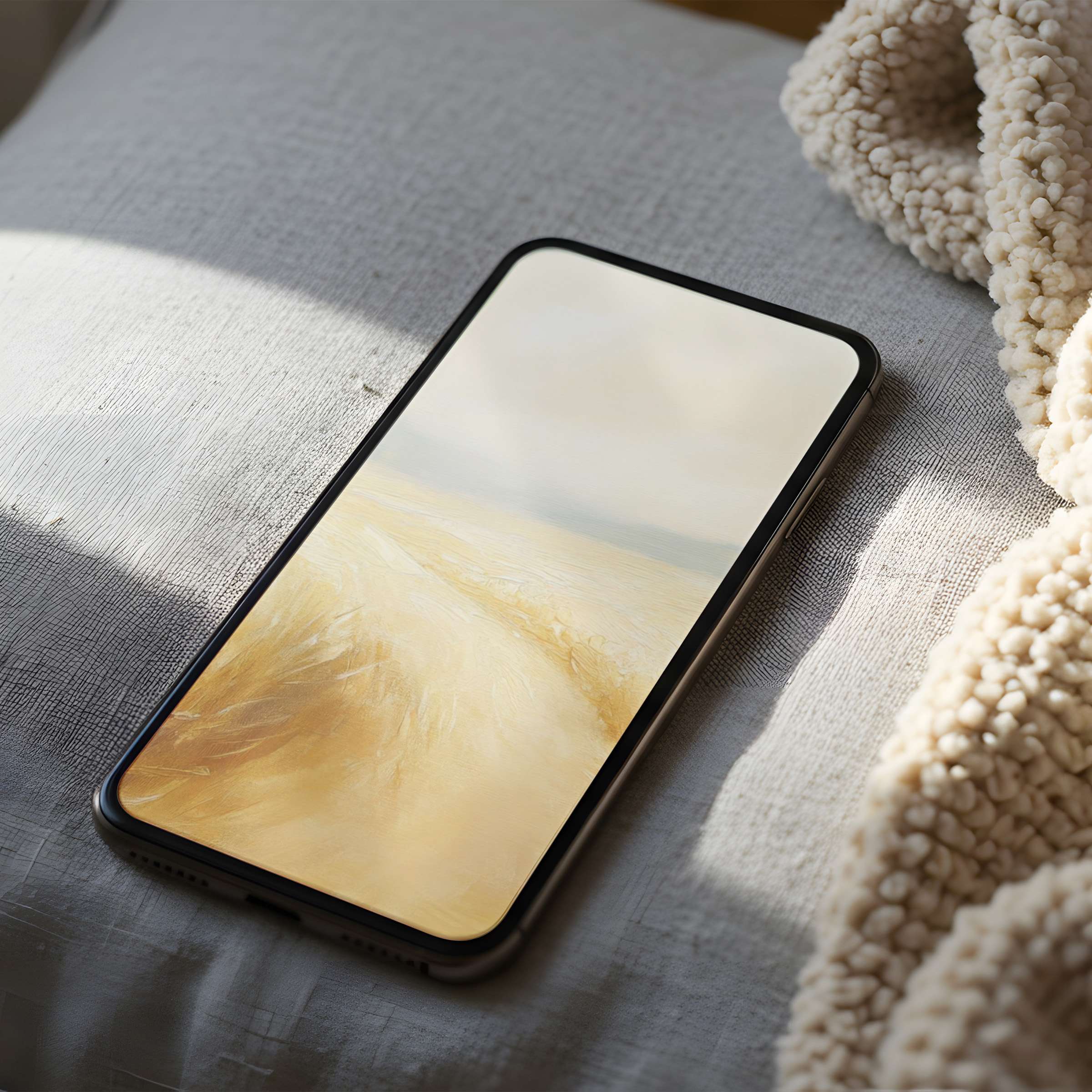 Elegant phone wallpaper featuring serene golden wheat fields in high resolution, perfect for iPhone and Android digital downloads