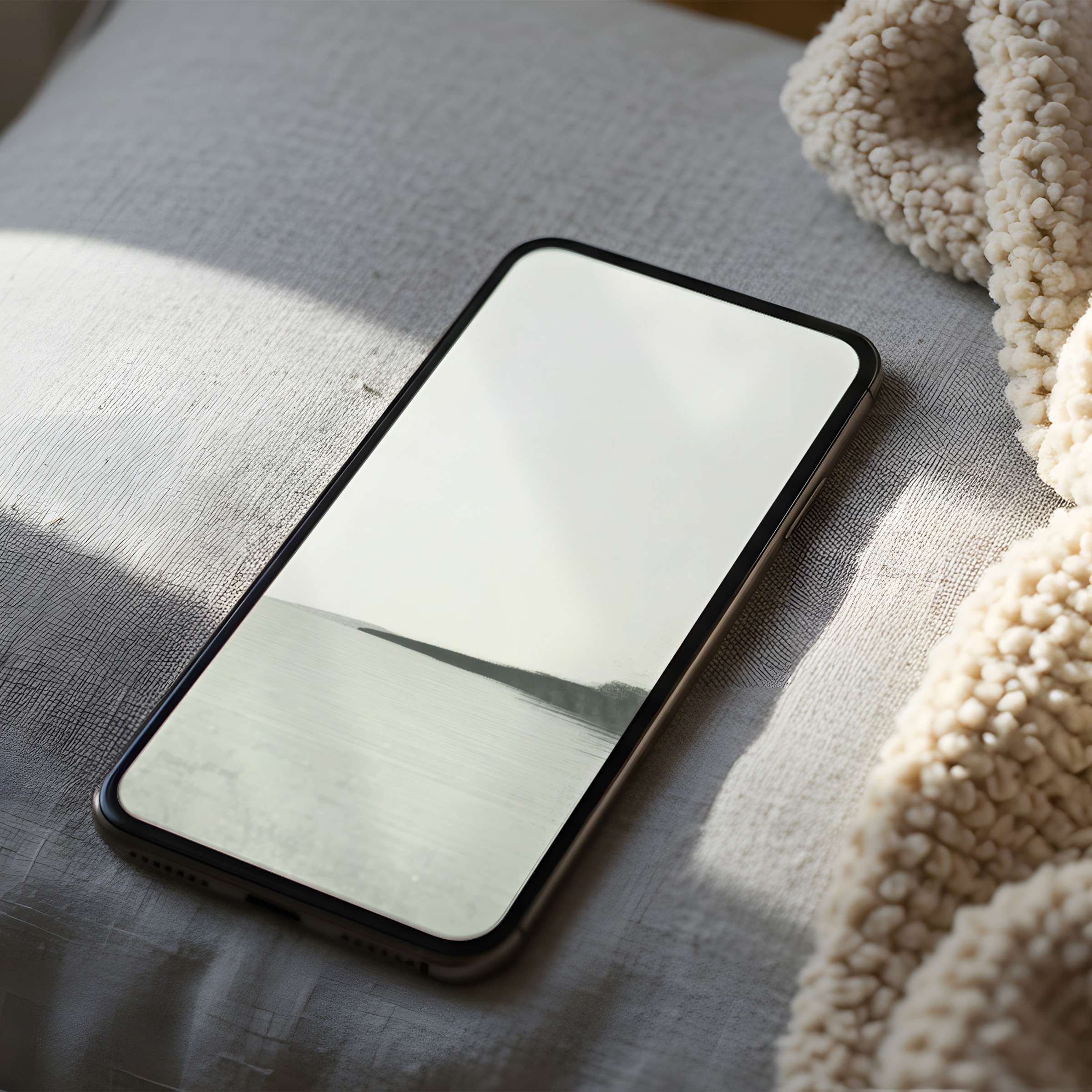 Elegant phone wallpaper featuring a serene monochrome landscape, ideal for iPhone and Android digital download, enhancing calm spaces