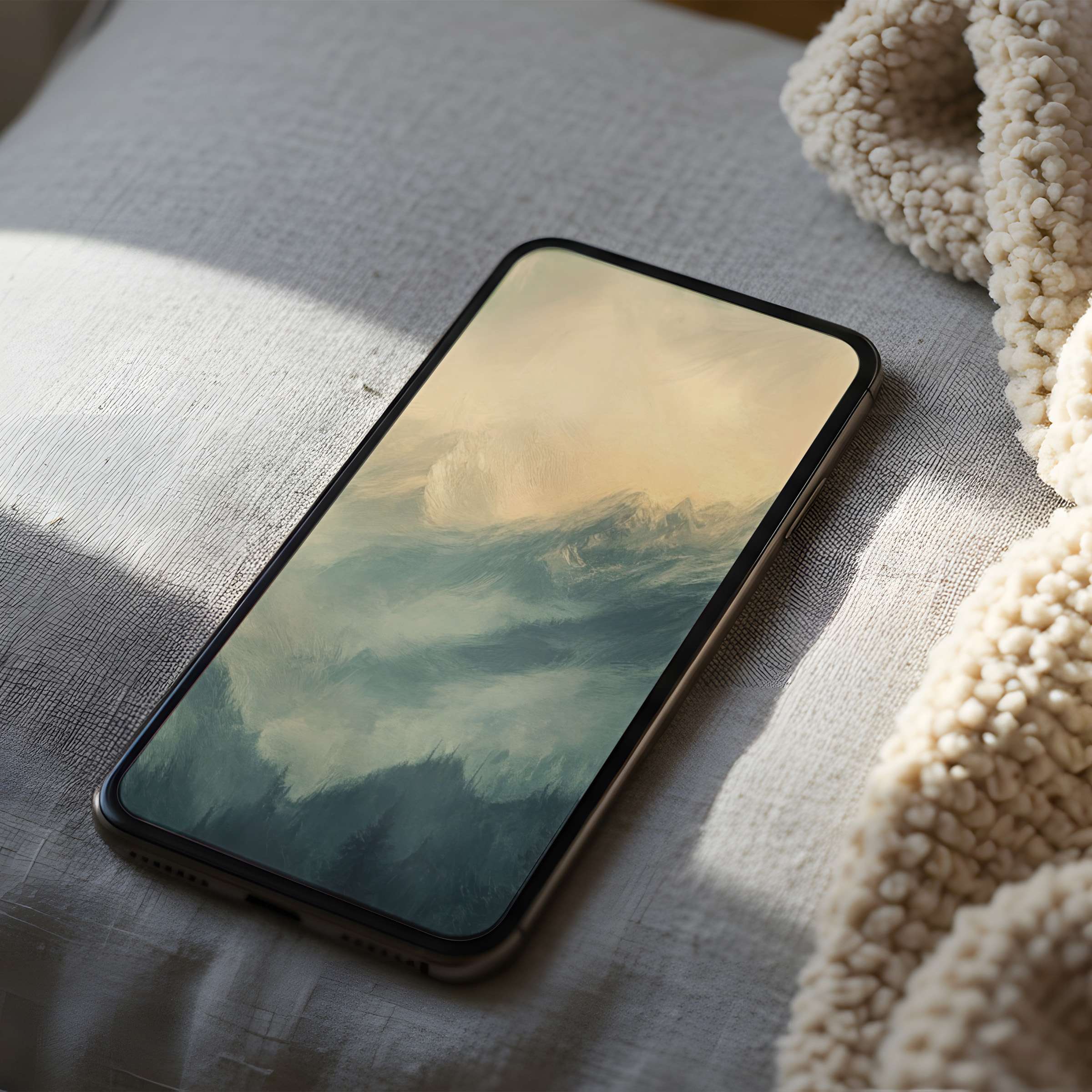 Elegant phone wallpaper featuring serene abstract landscape in soft hues, perfect for iPhone and android high resolution download
