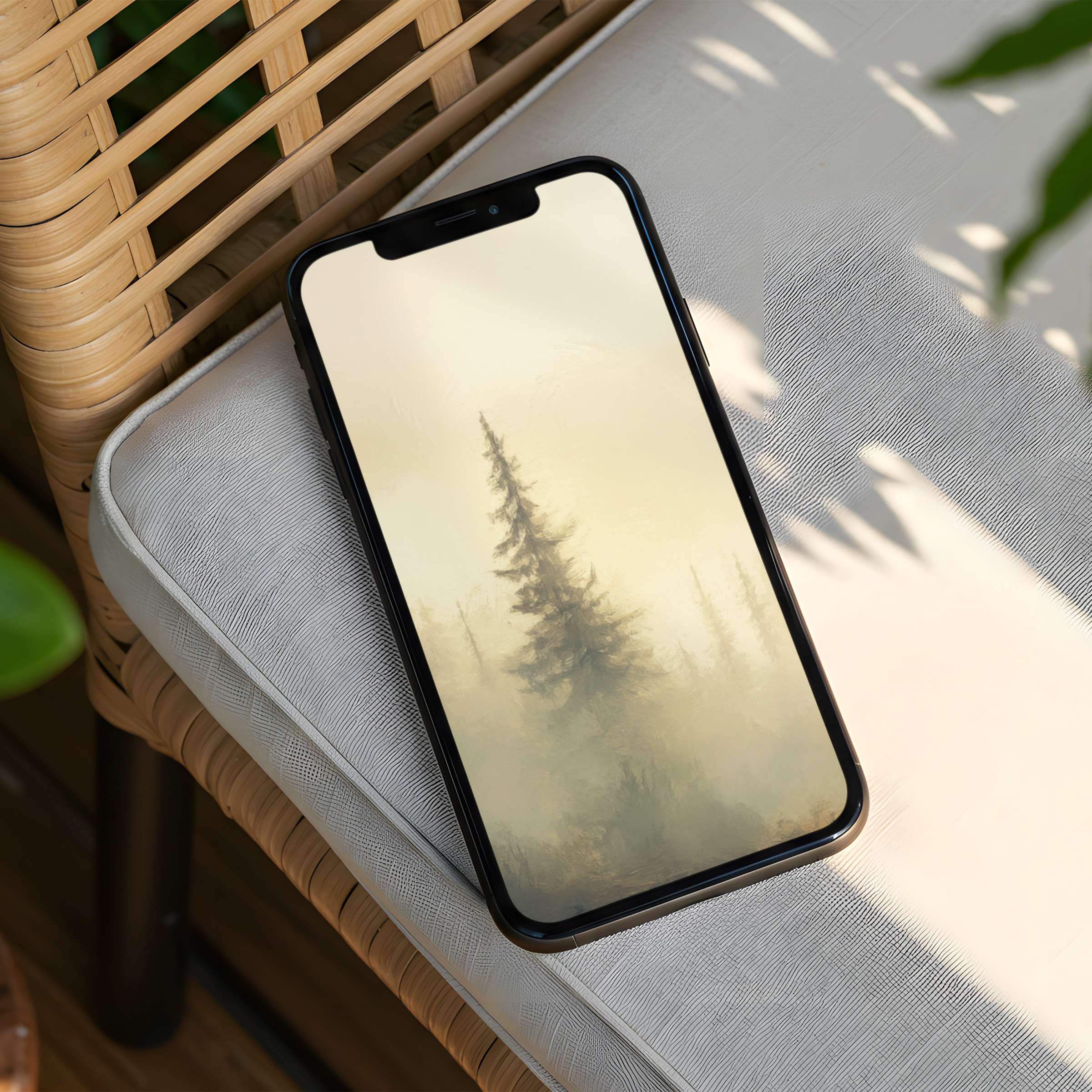 Elegant misty forest iPhone background offering calm inspiration for phone users with instant download for iPhone and Android