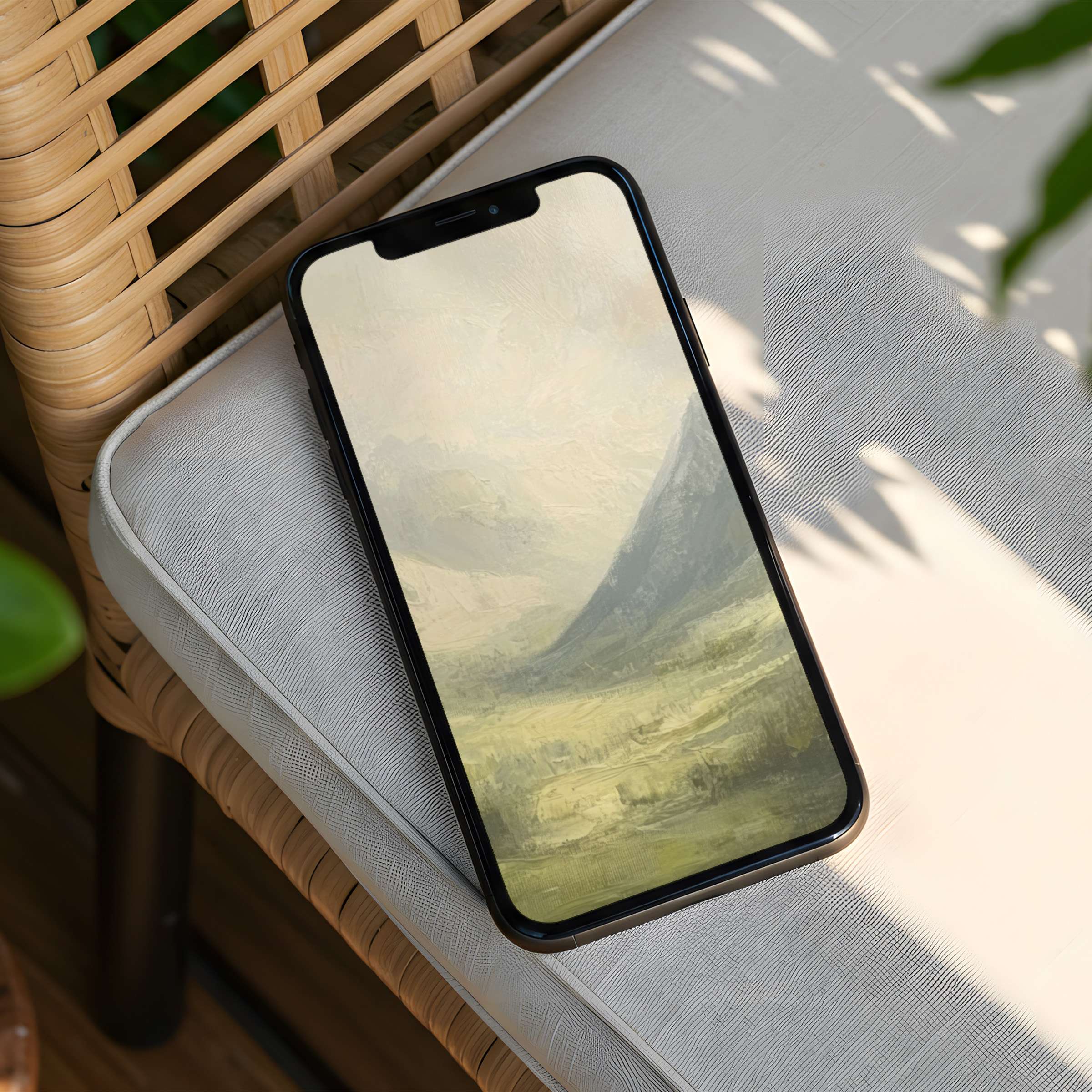 Elegant iPhone background featuring serene pastel landscape for phone screens offers instant download to inspire calm and mindfulness