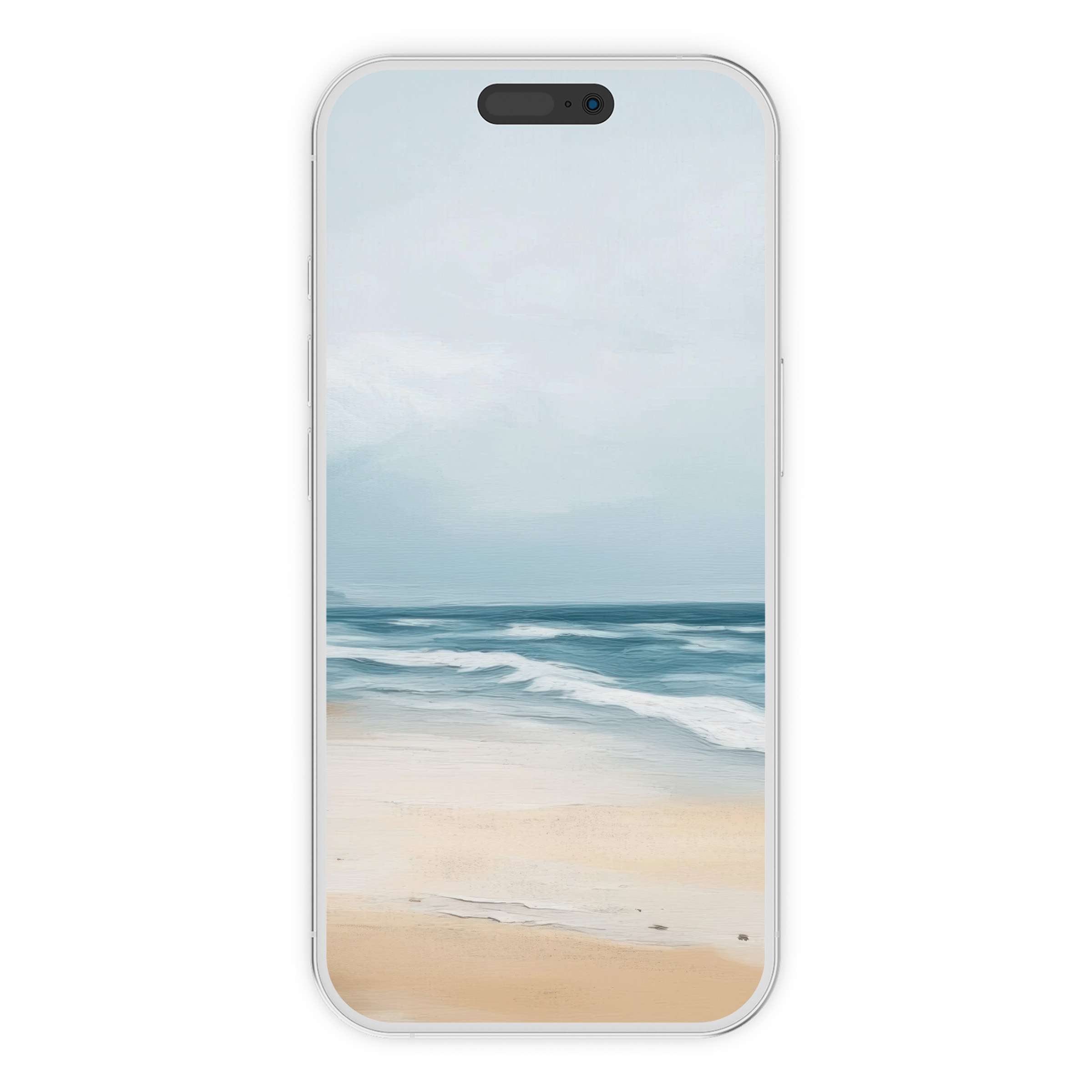 Serene seascape landscape iPhone wallpaper digital download offers a calming phone background with artistic ocean waves for all devices