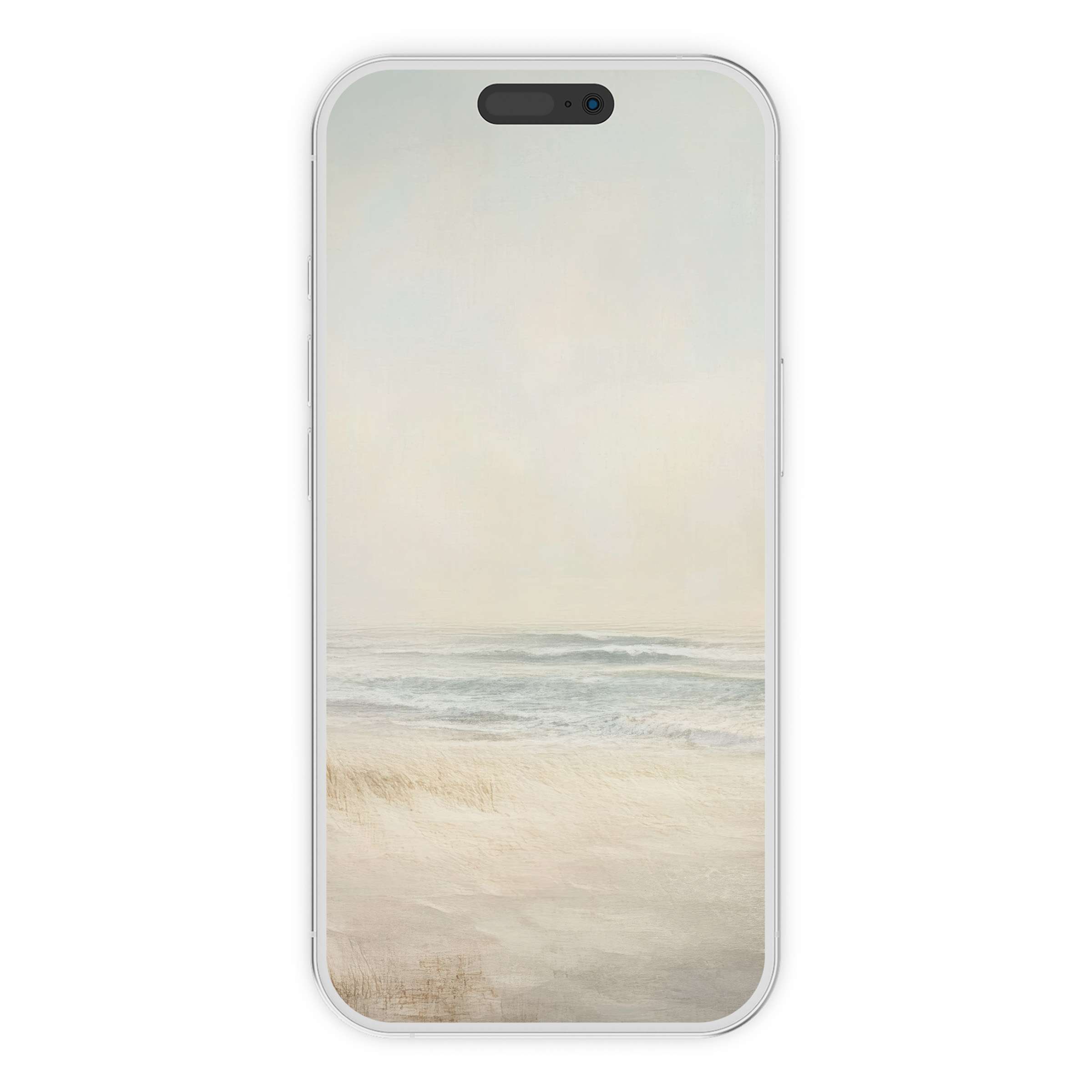 Calming pastel seascape for landscape iPhone wallpaper digital download offers serene phone background for all devices, eco-conscious style