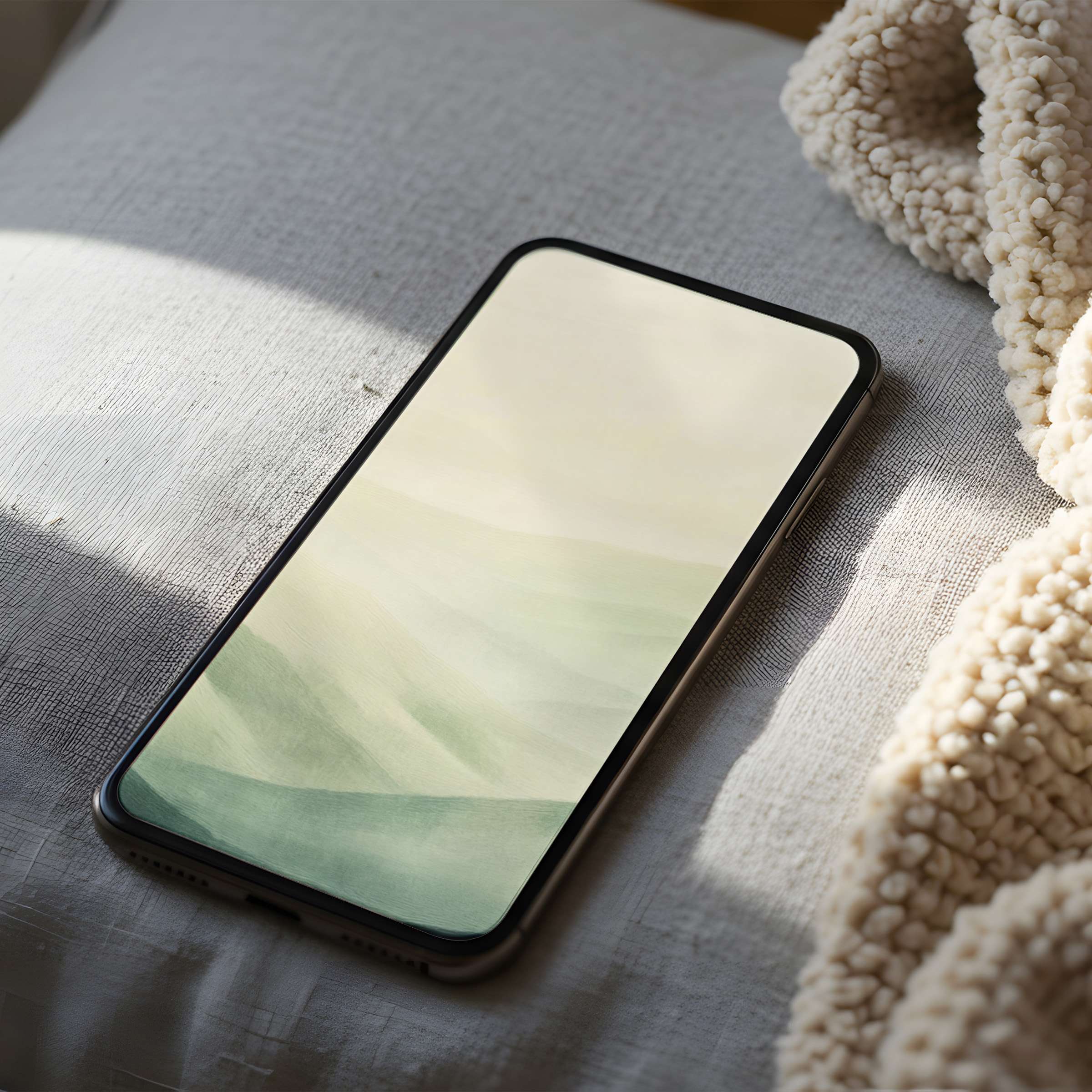 Serene abstract green waves phone wallpaper for a soothing digital download available in high resolution for iPhone and Android