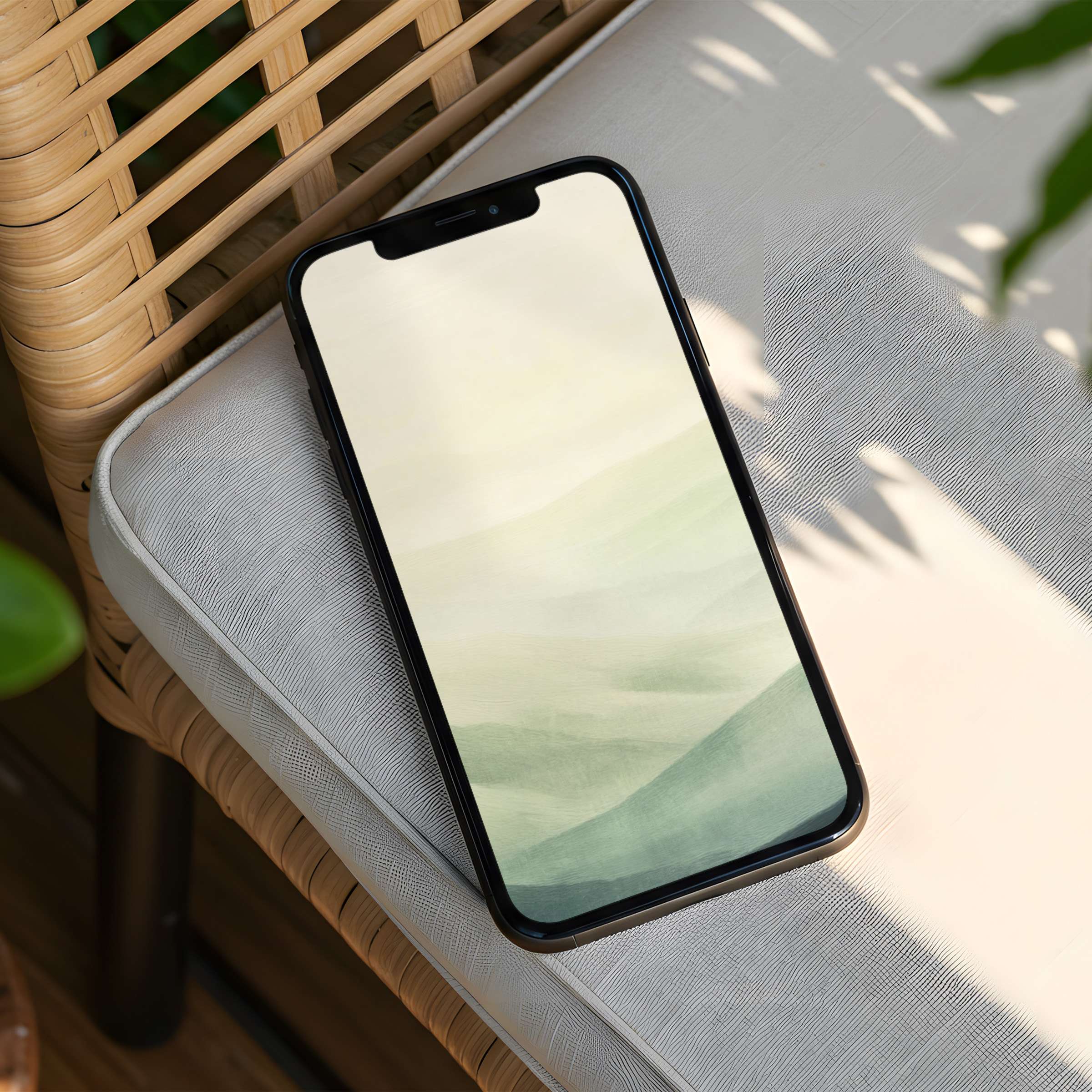 Elegant watercolor iPhone background for instant download brings calm to your phone with soft greens, perfect for design lovers