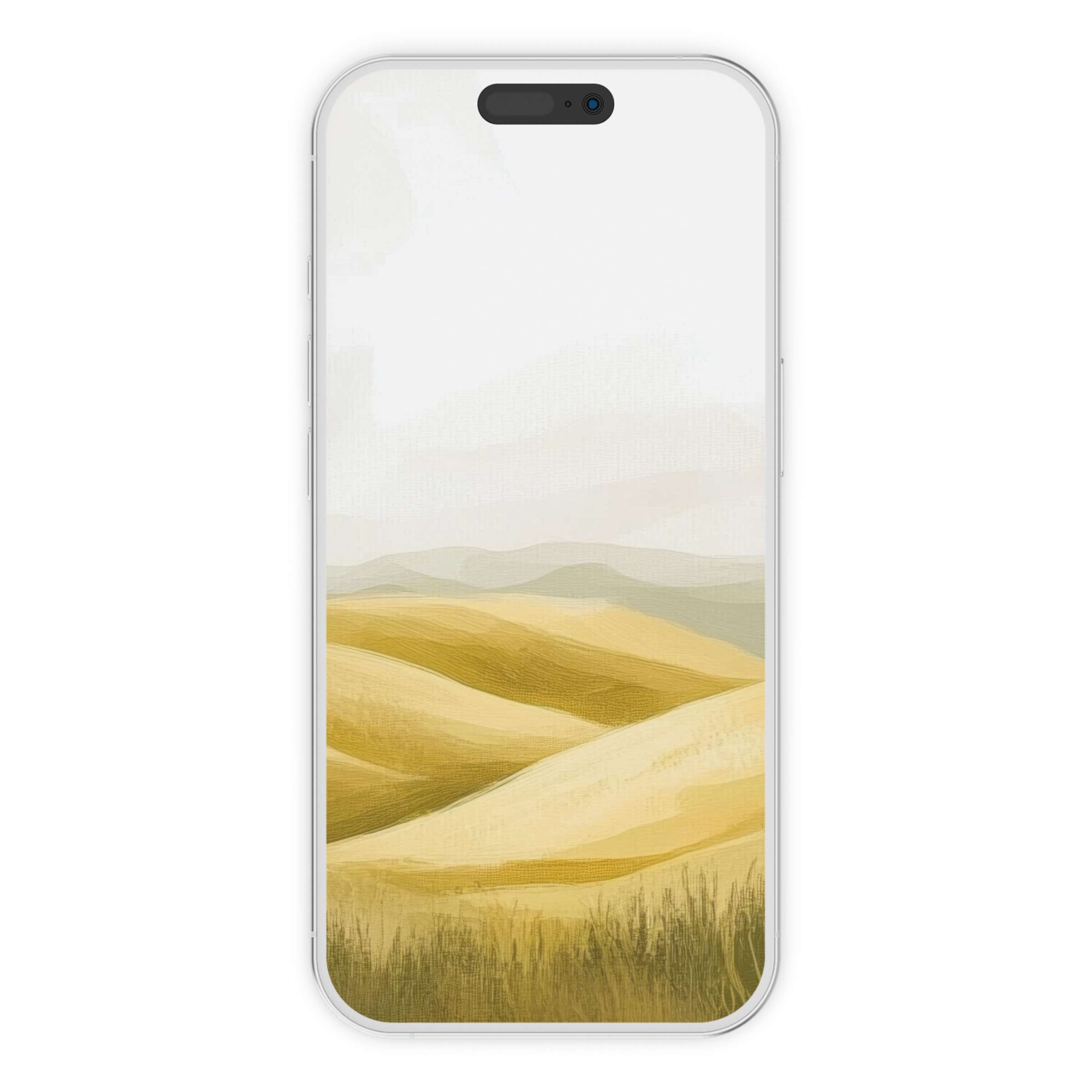 Elegant landscape iPhone wallpaper features soft hills in warm tones for a calming phone background digital download suitable for all devices