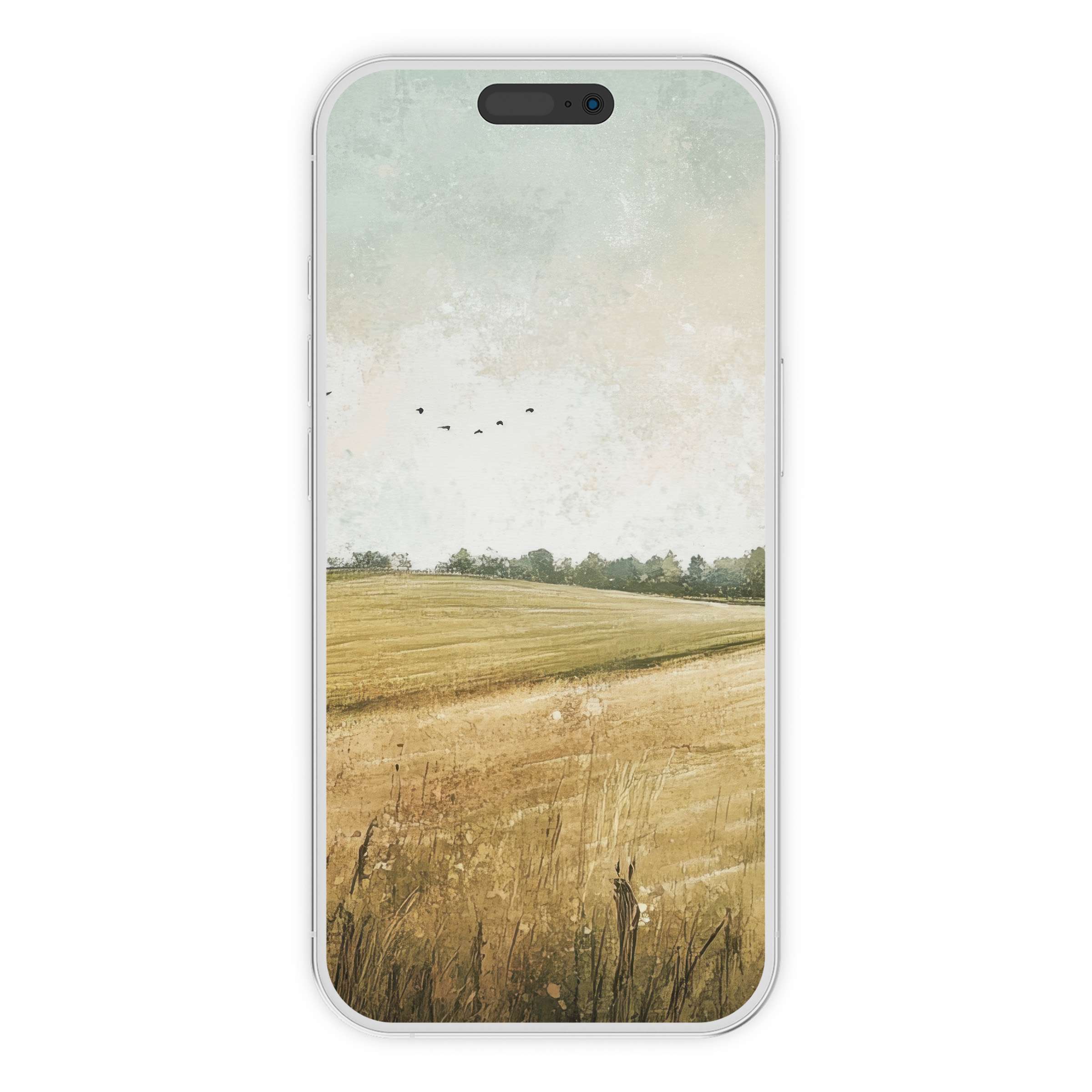 Elegant landscape iPhone wallpaper with serene pastel tones, perfect digital download background for phone calm and artistic design