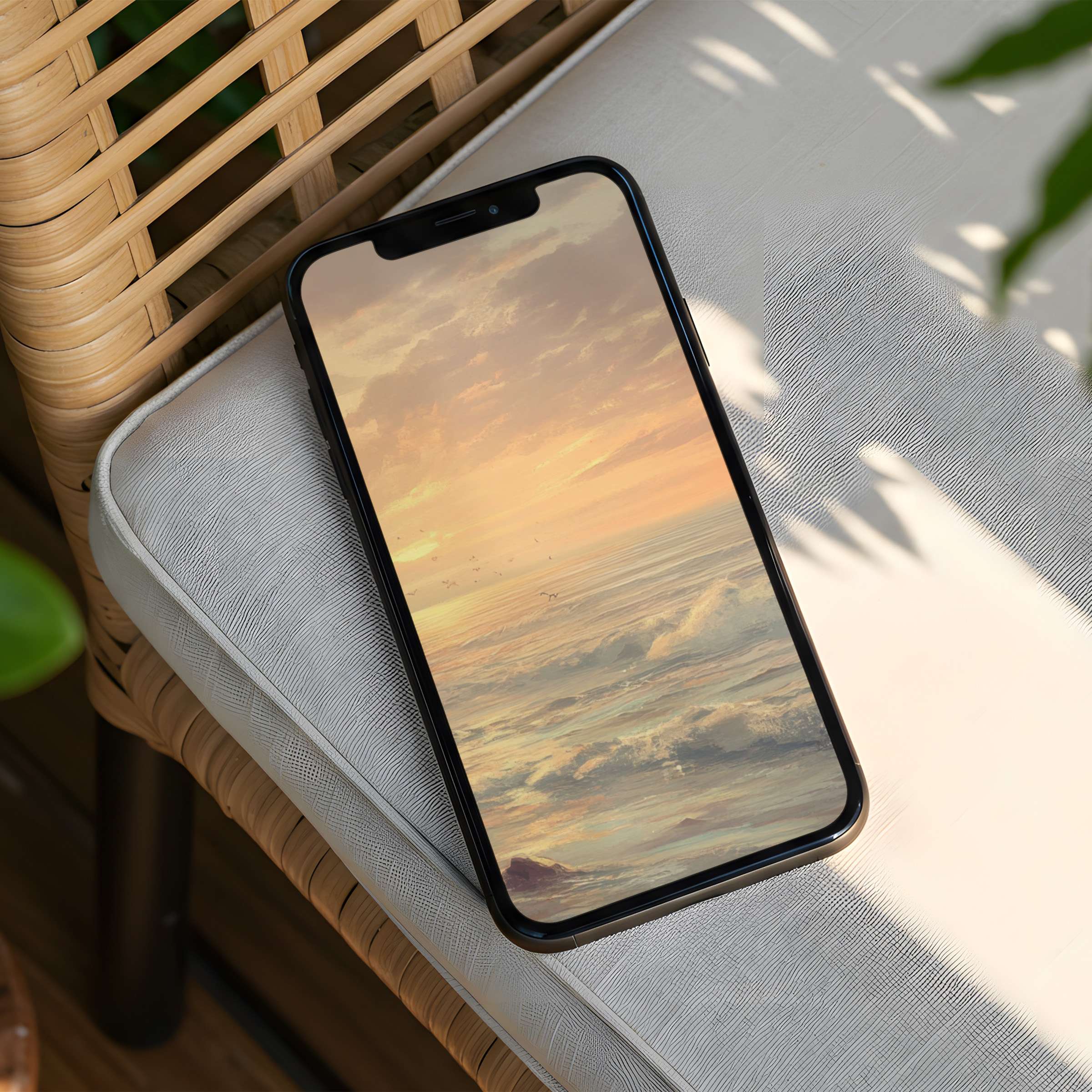 Download this serene sunset ocean scene as your iPhone background for instant inspiration and elegance on any phone