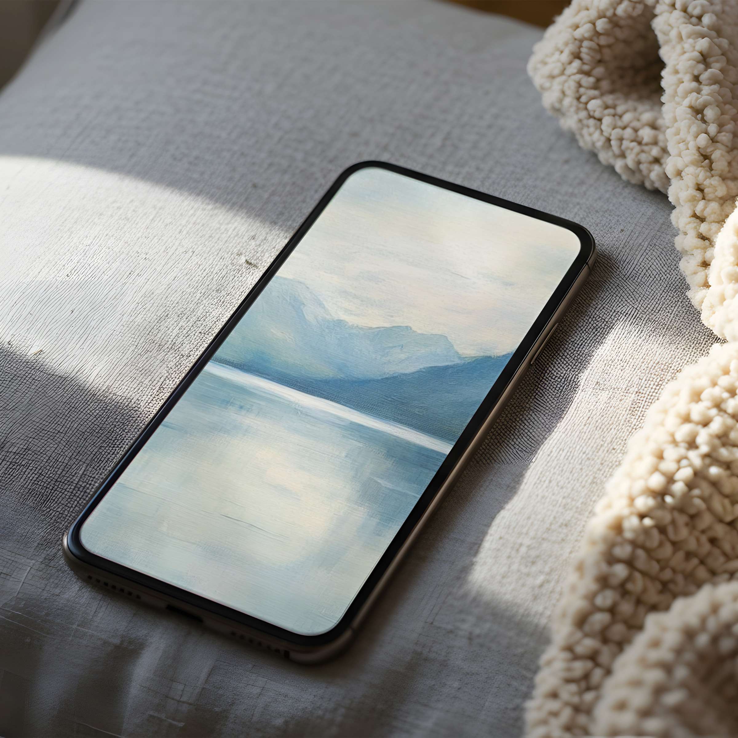 Serene blue mountains and lake phone wallpaper offers high resolution calm and elegance perfect for digital download on any phone