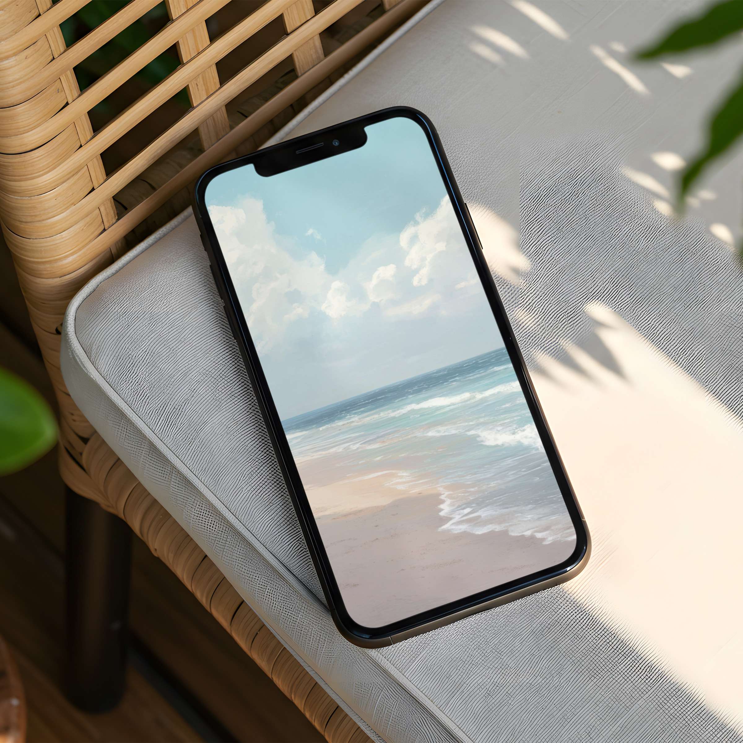 Elegant beach scene iPhone background for instant download offers calm inspiration fitting both iPhone and Android phone aesthetics