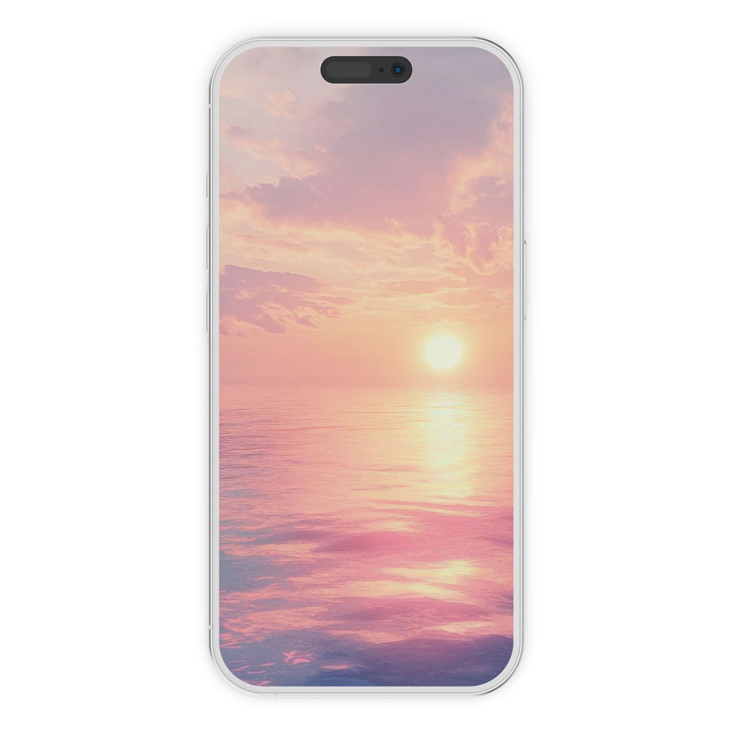 Sunset ocean view landscape iPhone wallpaper offering a serene phone background in pastel hues, perfect digital download for relaxation