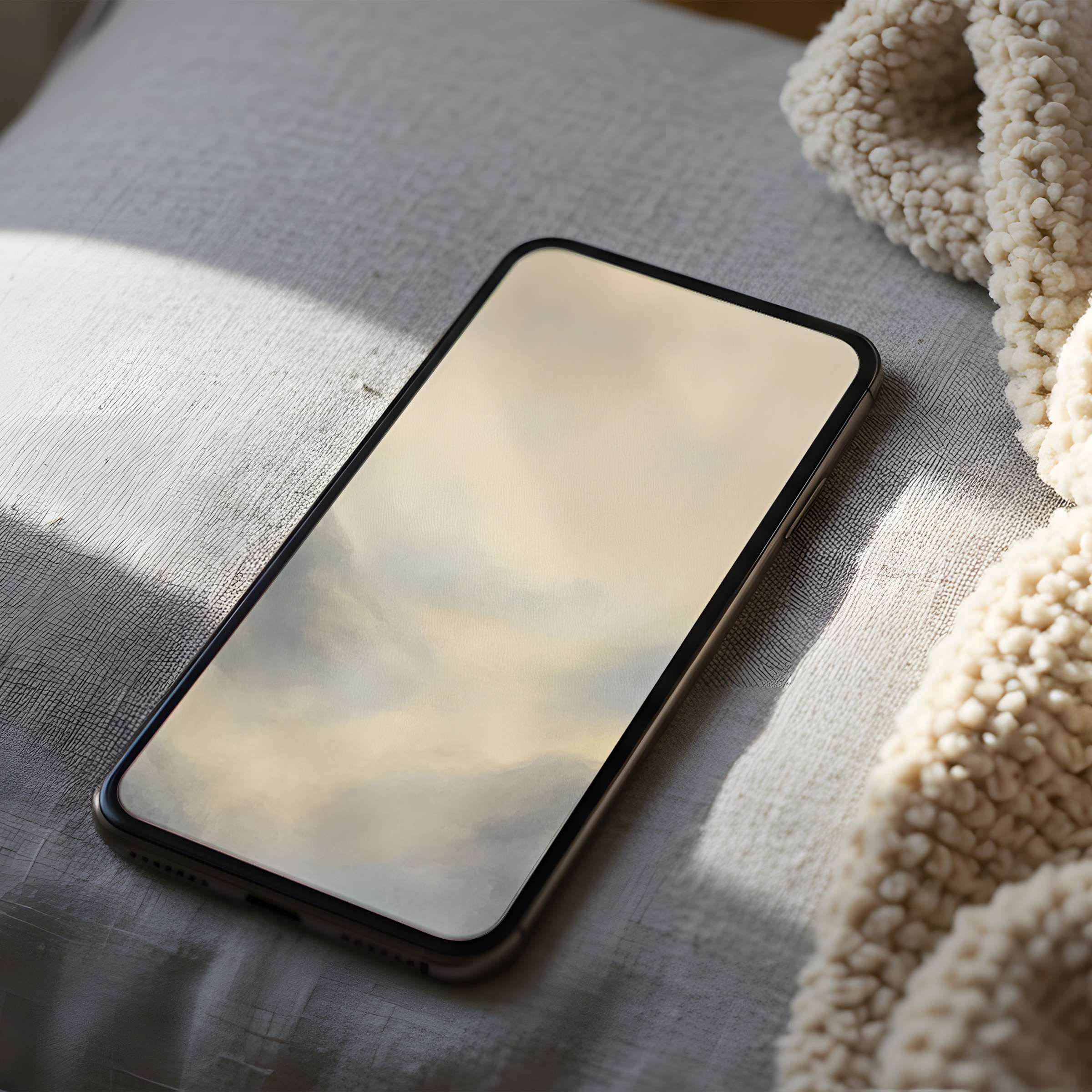 Cloudy sky phone wallpaper in soft tones, high resolution for iPhone and Android, brings serenity to your digital space, downloadable now