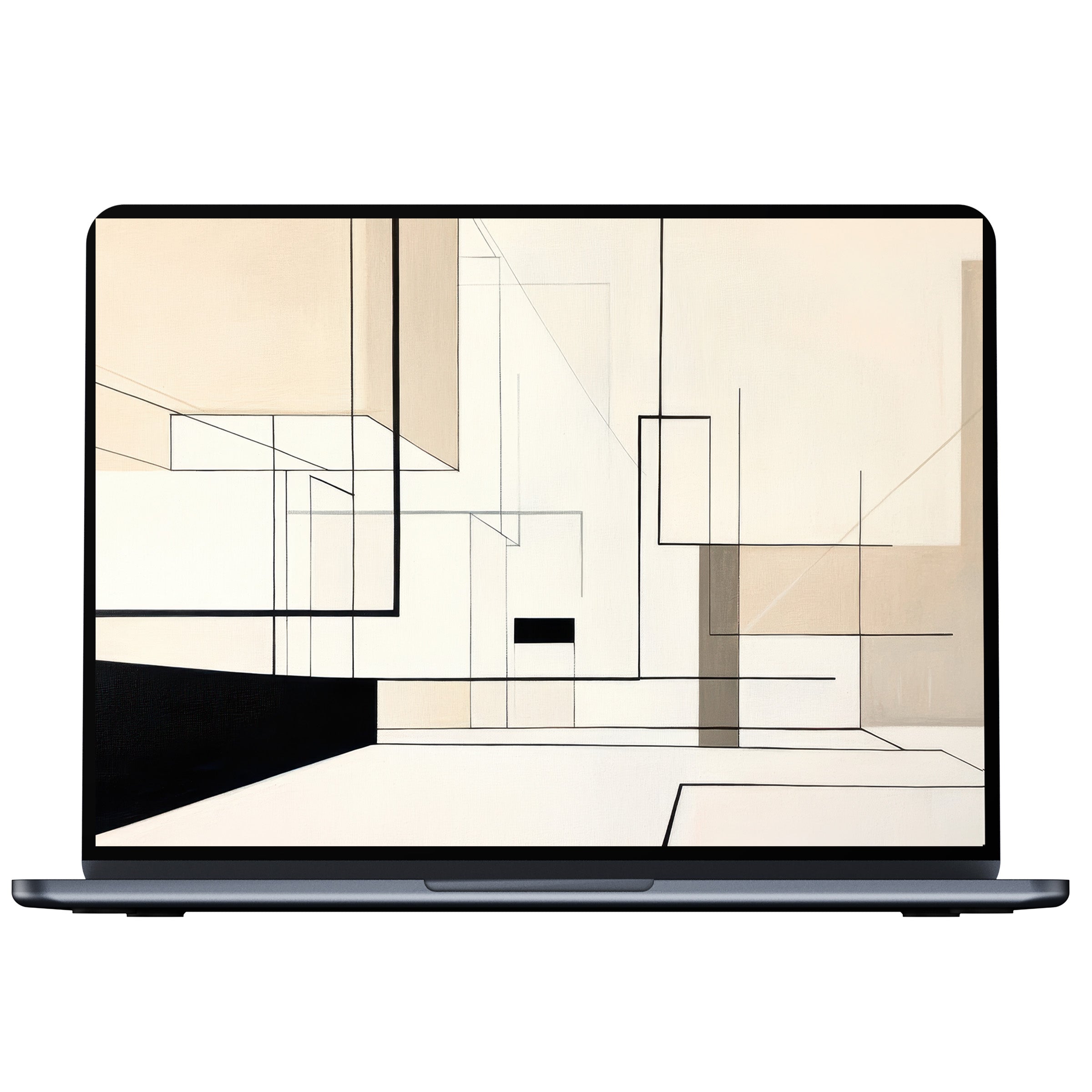 Minimalist desktop wallpaper with elegant beige and black lines for digital download, bringing calm and inspiration to PCs, laptops, and Macs