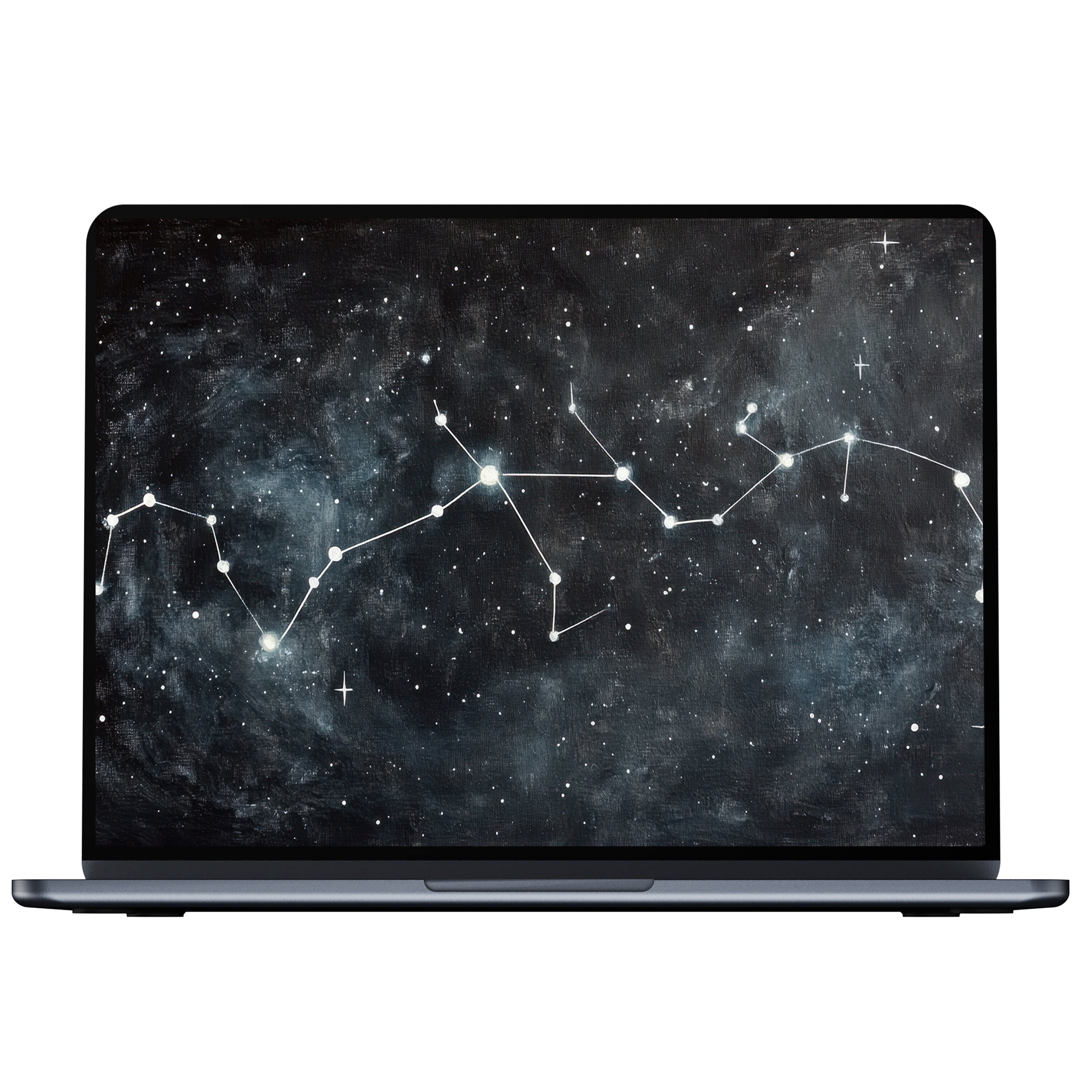 Minimalist desktop wallpaper with a starlit constellation in a dark galaxy, perfect digital download for PC or laptop backgrounds
