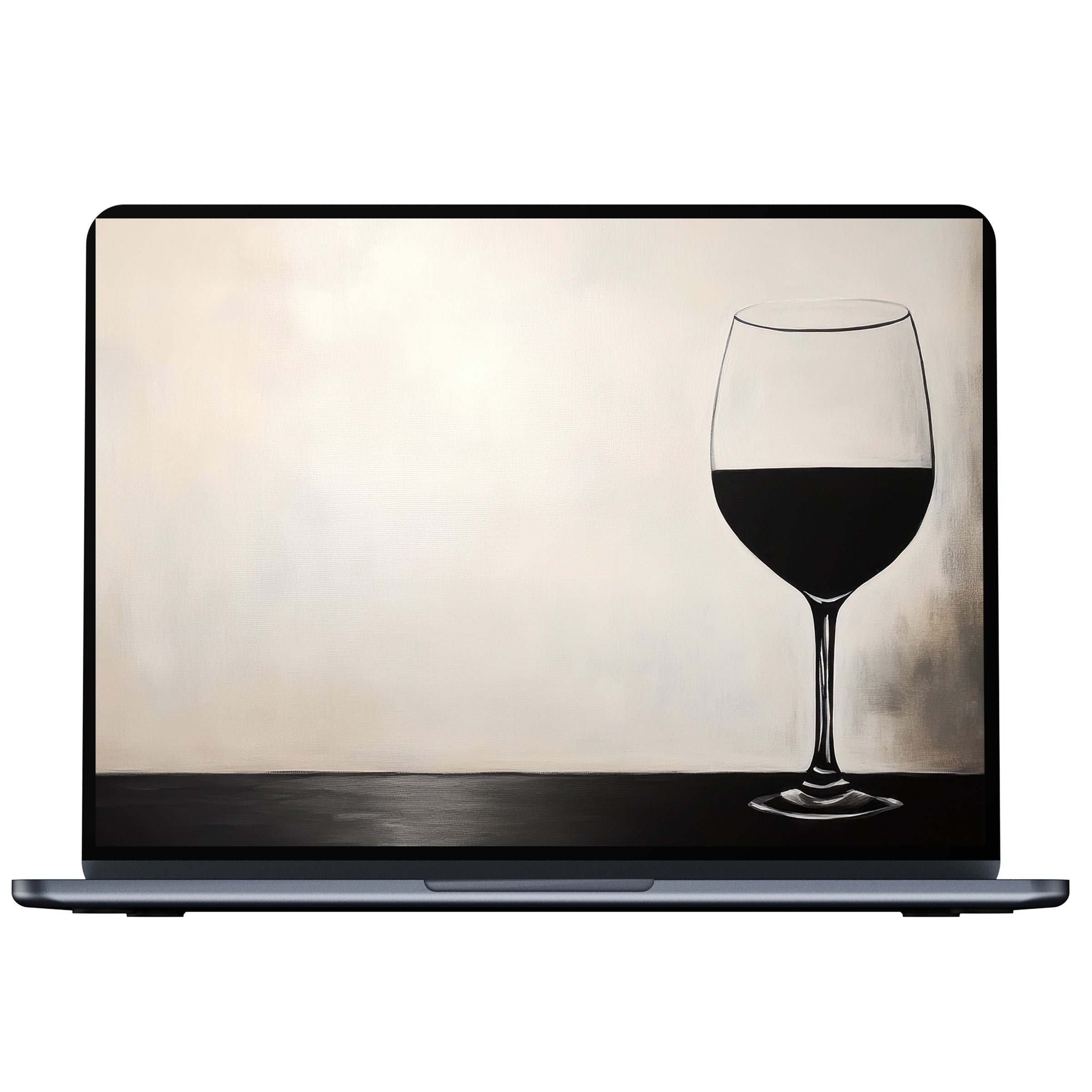 Minimalist desktop wallpaper featuring an elegant wine glass against a soft beige background ideal for PC, laptop, and digital download