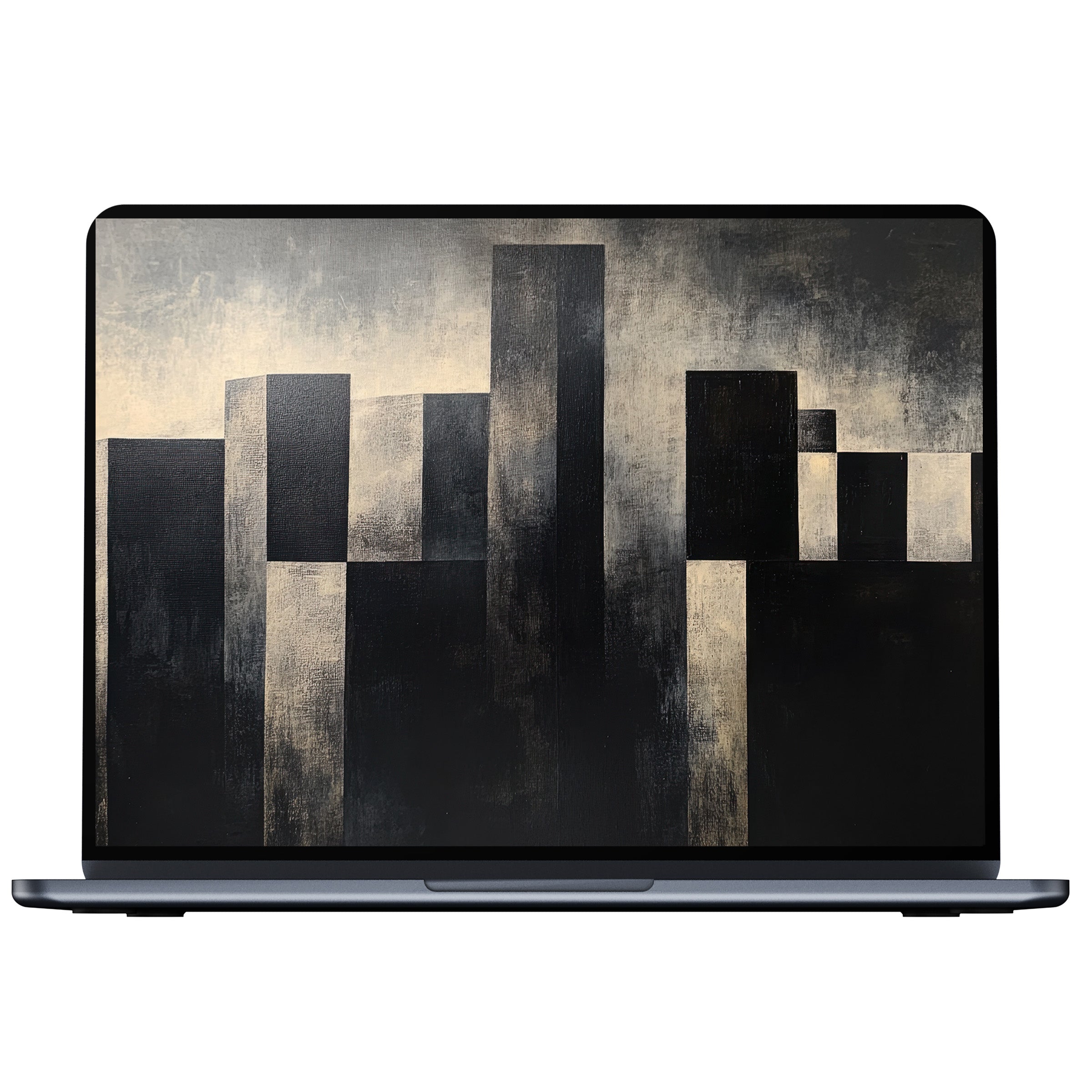 Minimalist desktop wallpaper with abstract cityscape in grayscale tones inspires calm and elegance for PC and laptop digital download