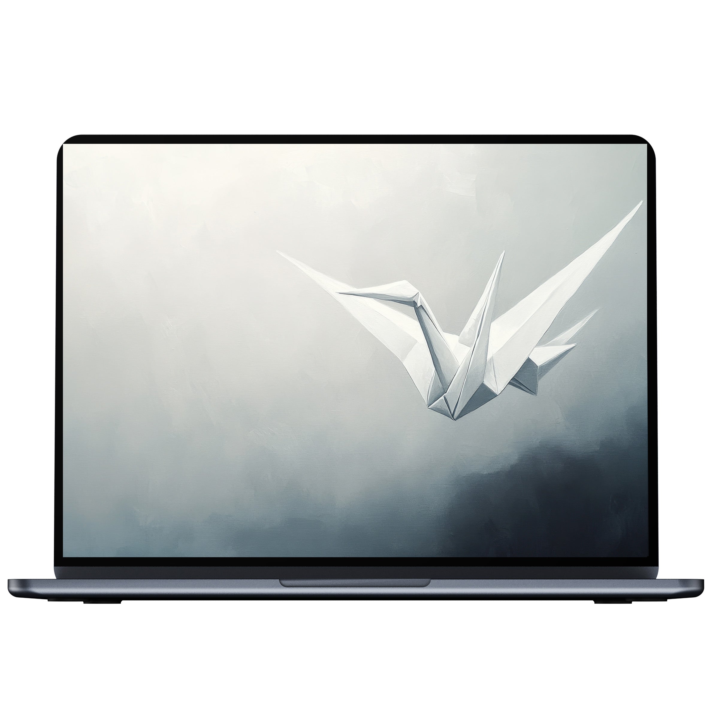 Elegant minimalist desktop wallpaper featuring a serene origami crane on soft gradients ideal for PC laptop digital download calm