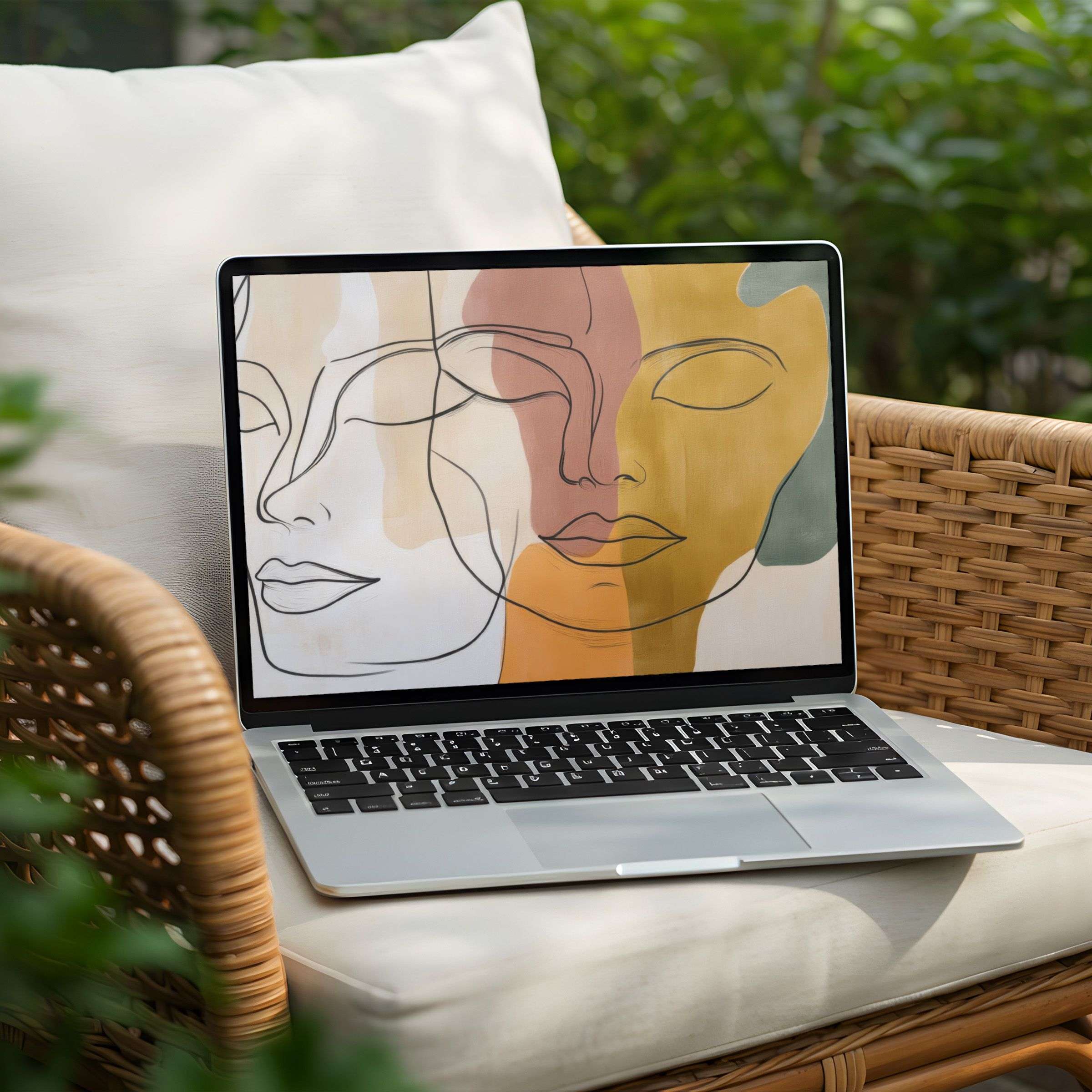 Elegant abstract art in soothing earth tones as your desktop background for PC or Laptop instant download for calm inspiration