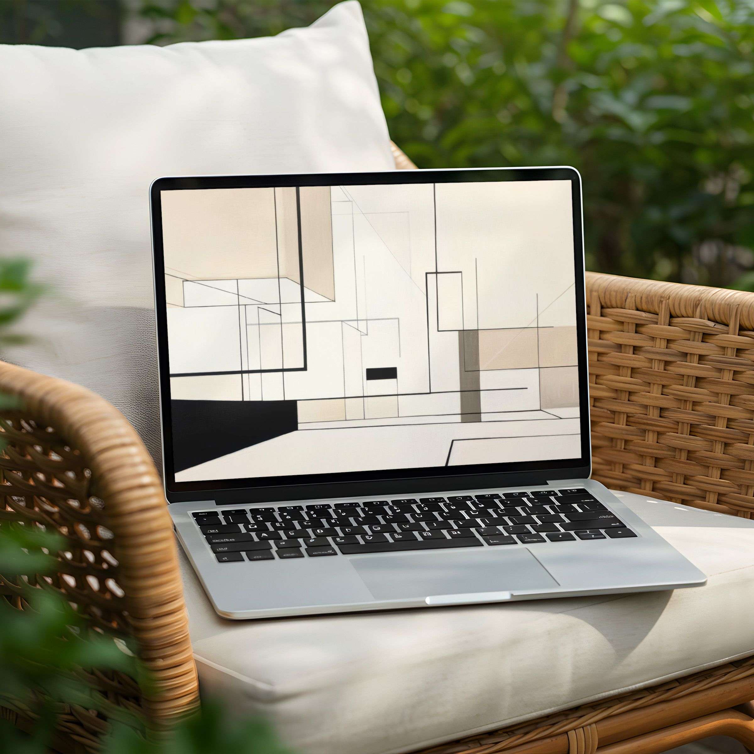 Geometric desktop background for instant download on PC or Laptop, blending calm elegance and inspirational tranquility in soft hues