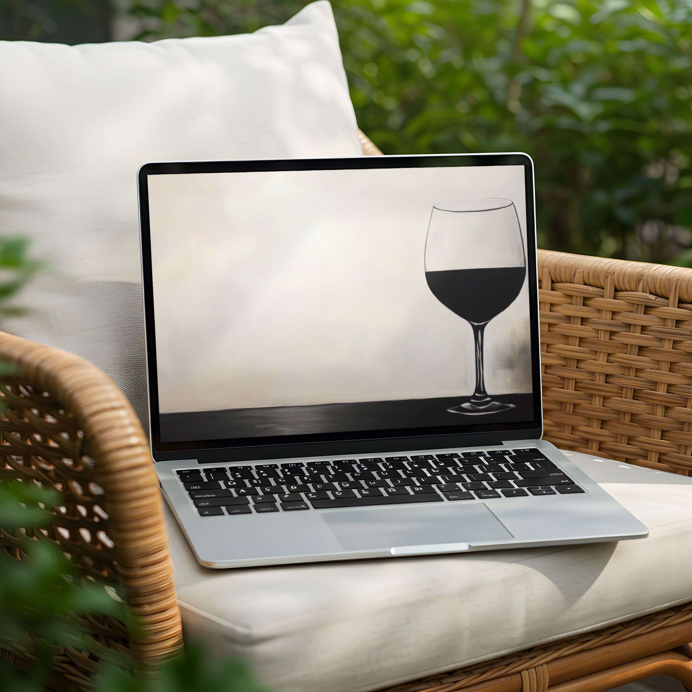 Calming desktop background for PC and Laptop featuring elegant wine glass art instant download for mindful inspiration