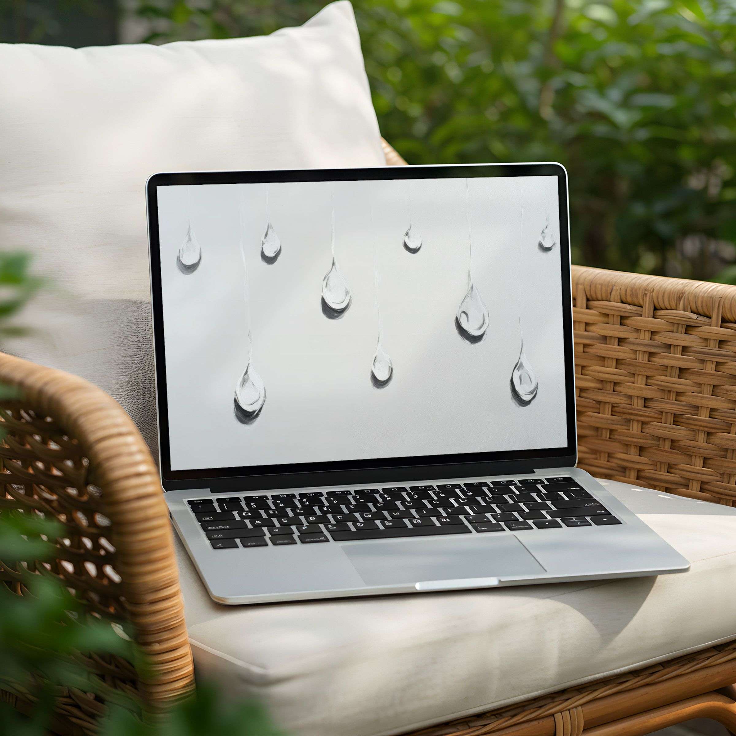 Serene water droplet digital art for desktop background on Laptop or PC inspiring calm Instant download for mindful elegance