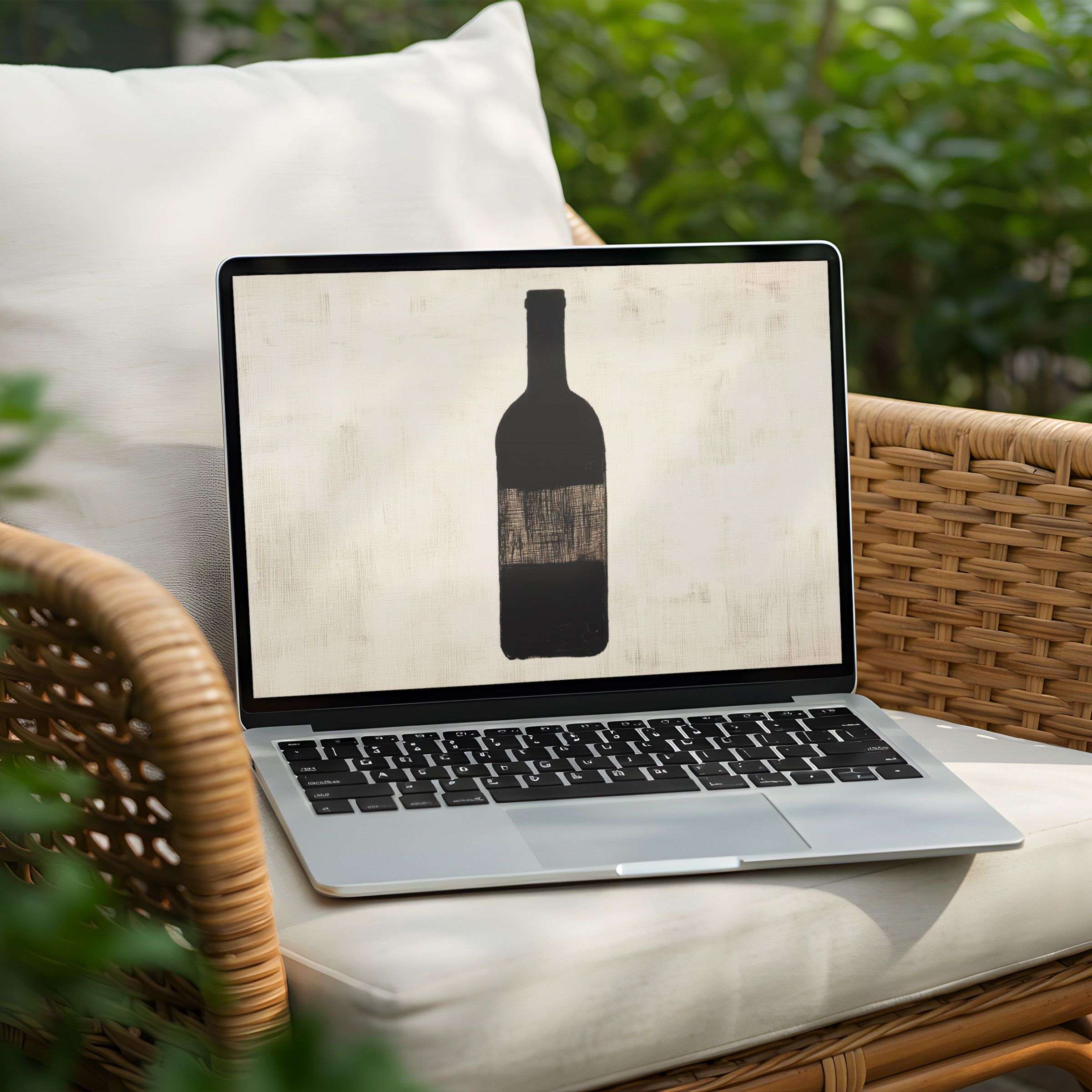 Calm and elegant desktop background of a wine bottle silhouette offers instant download for PC and Laptop, inspiring mindfulness