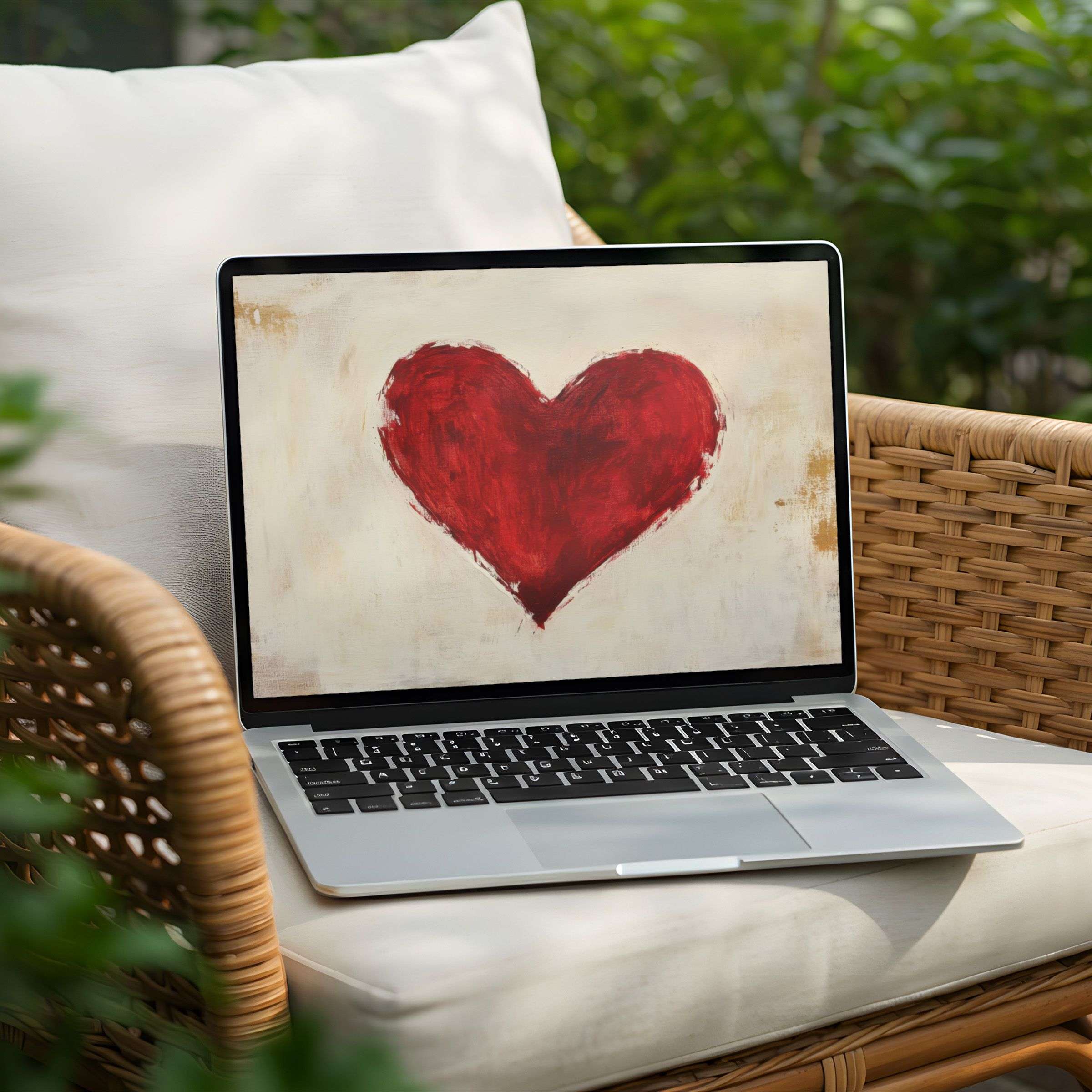 Inspirational red heart desktop background for PC or Laptop instant download for a harmonious and elegant workspace ambiance