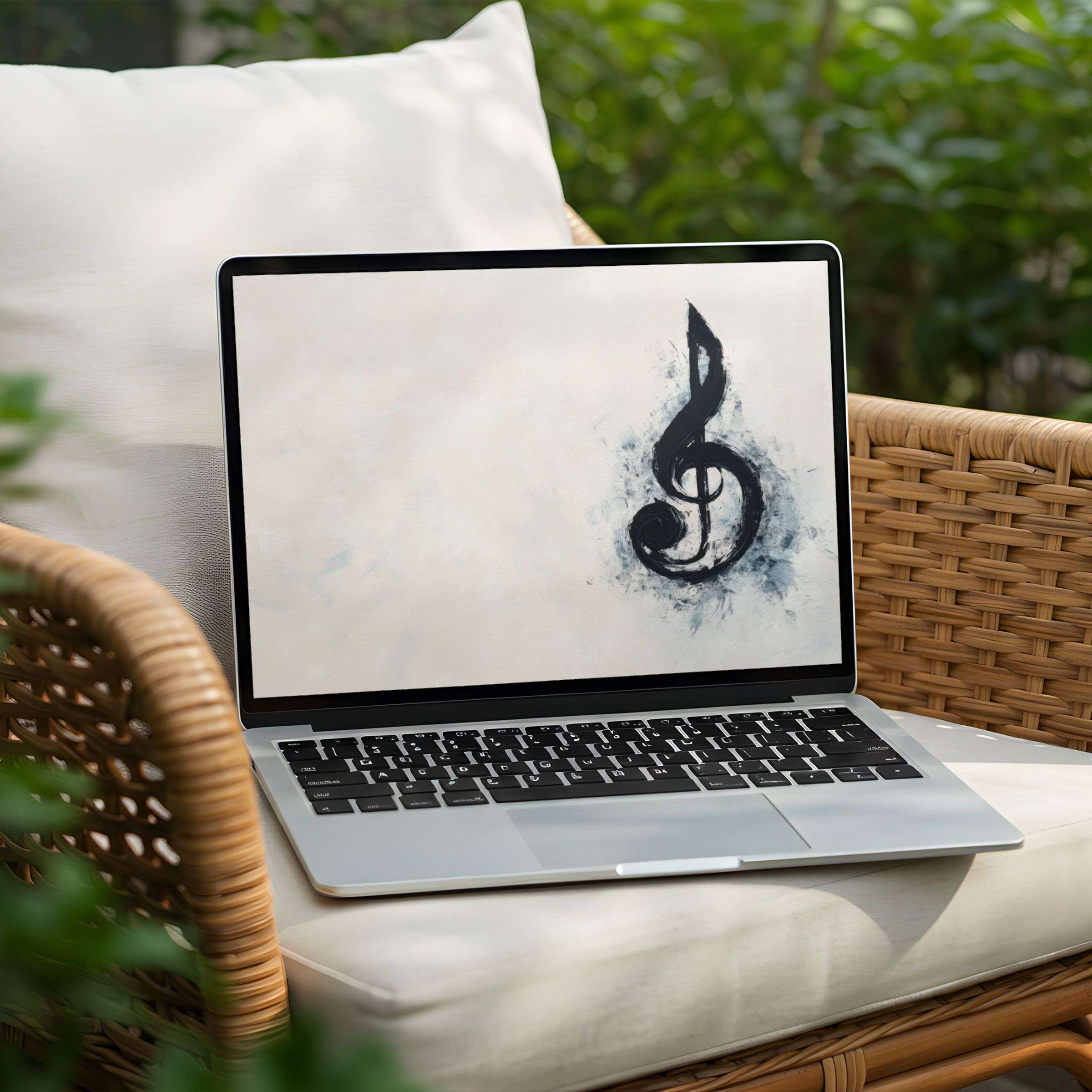 Elegant desktop background featuring an artistic treble clef design for instant download, perfect for PC or Laptop screens