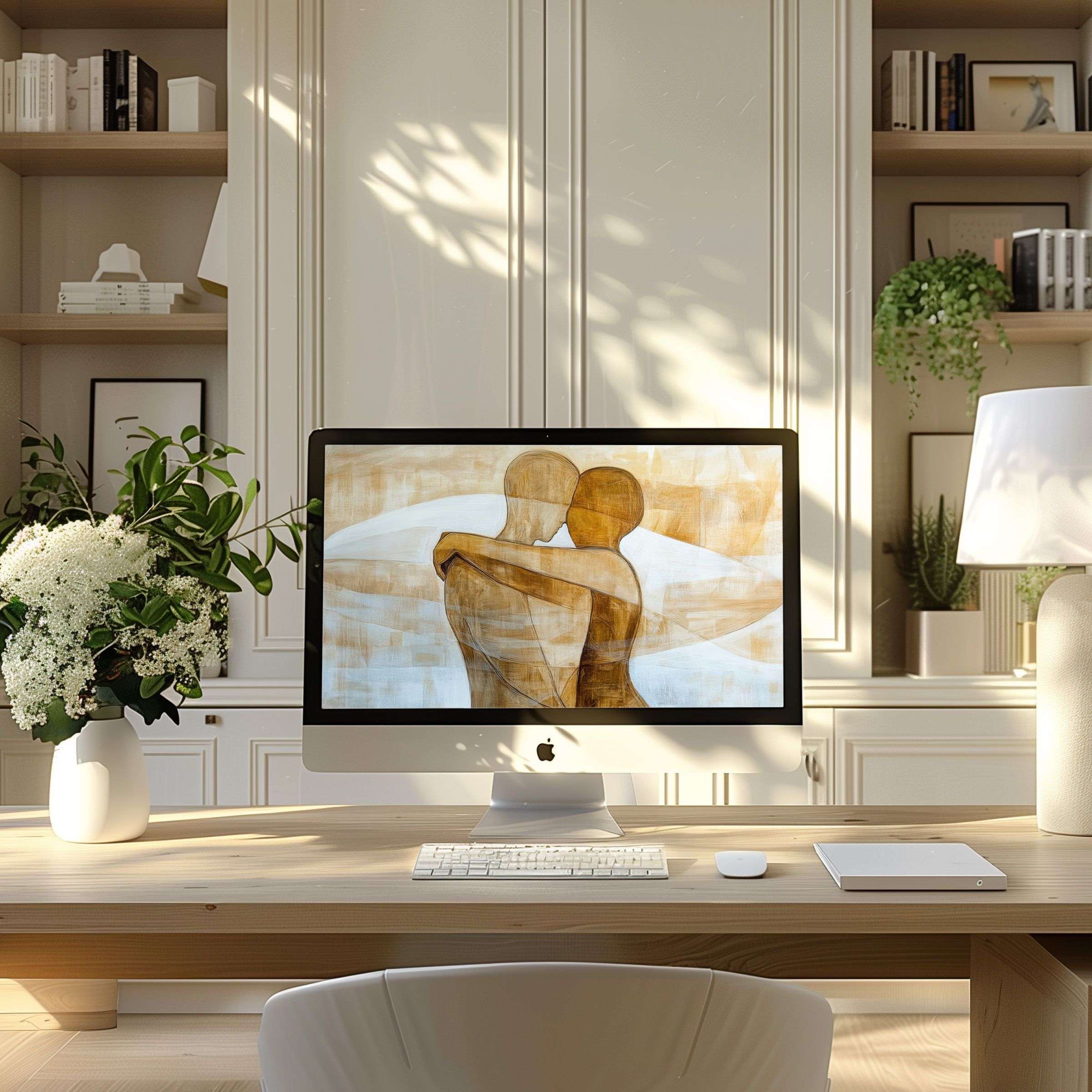 Modern digital art wallpaper for computer brings elegance to PC and Laptop inspiring a calm home office ambiance