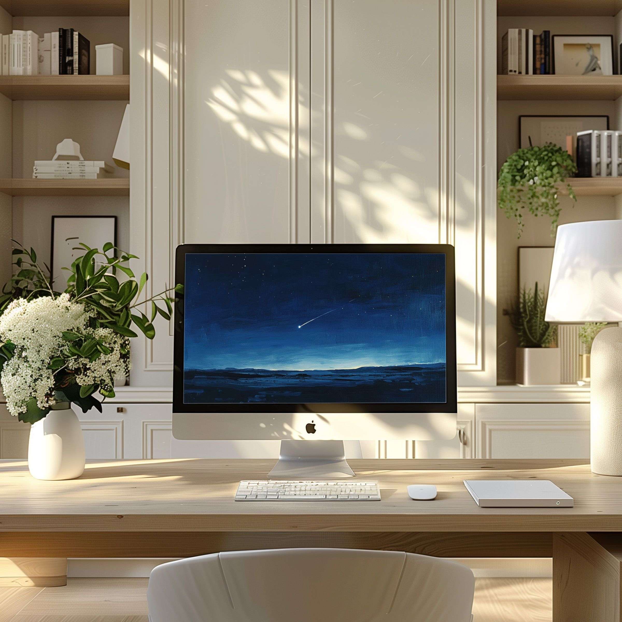 Elegant digital art of a serene night sky star inspires calm on any PC or laptop, perfect wallpaper for computer screens