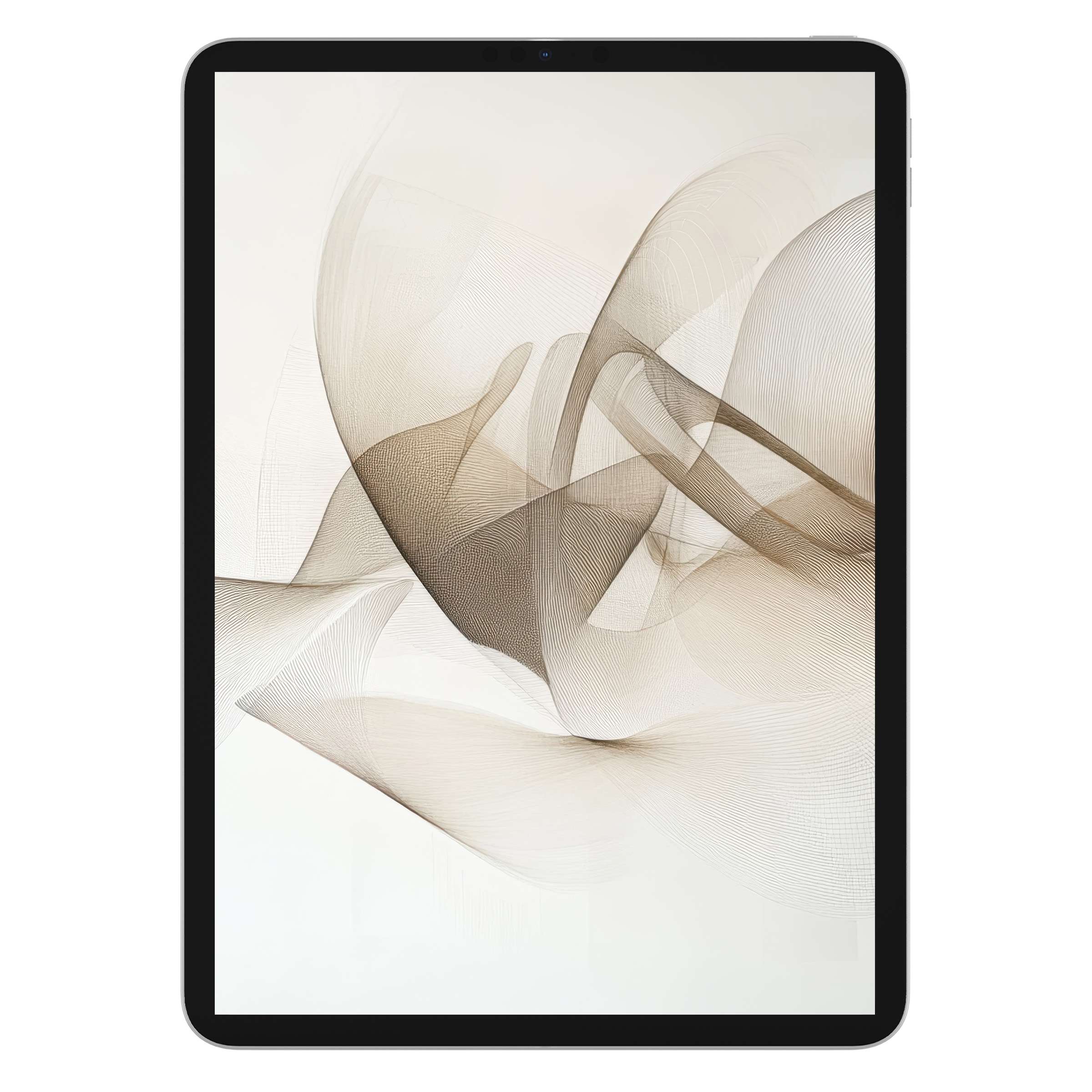 Minimalist iPad wallpaper with elegant, soft beige abstract waves; perfect digital download for tablet backgrounds inspiring serenity