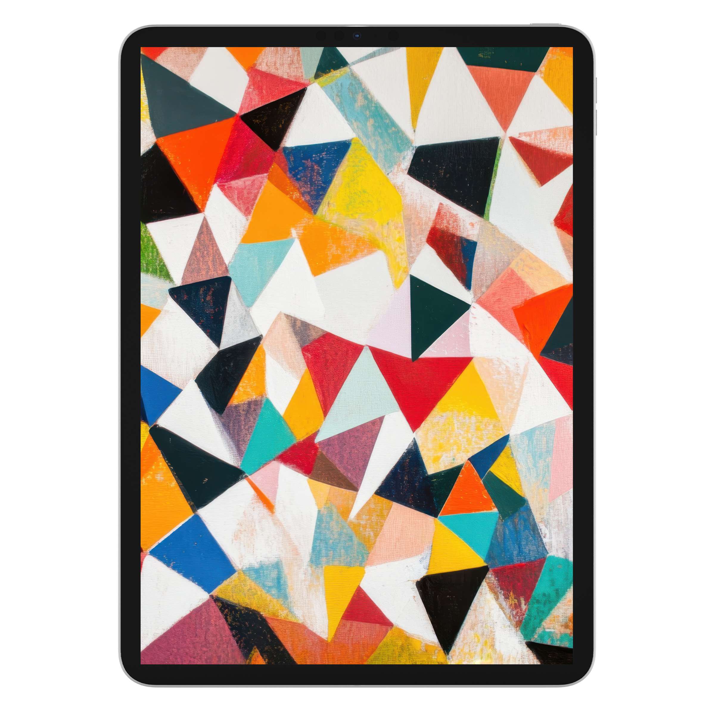 Minimalist iPad wallpaper digital download features vibrant geometric art, creating a dynamic background for tablet users seeking elegance