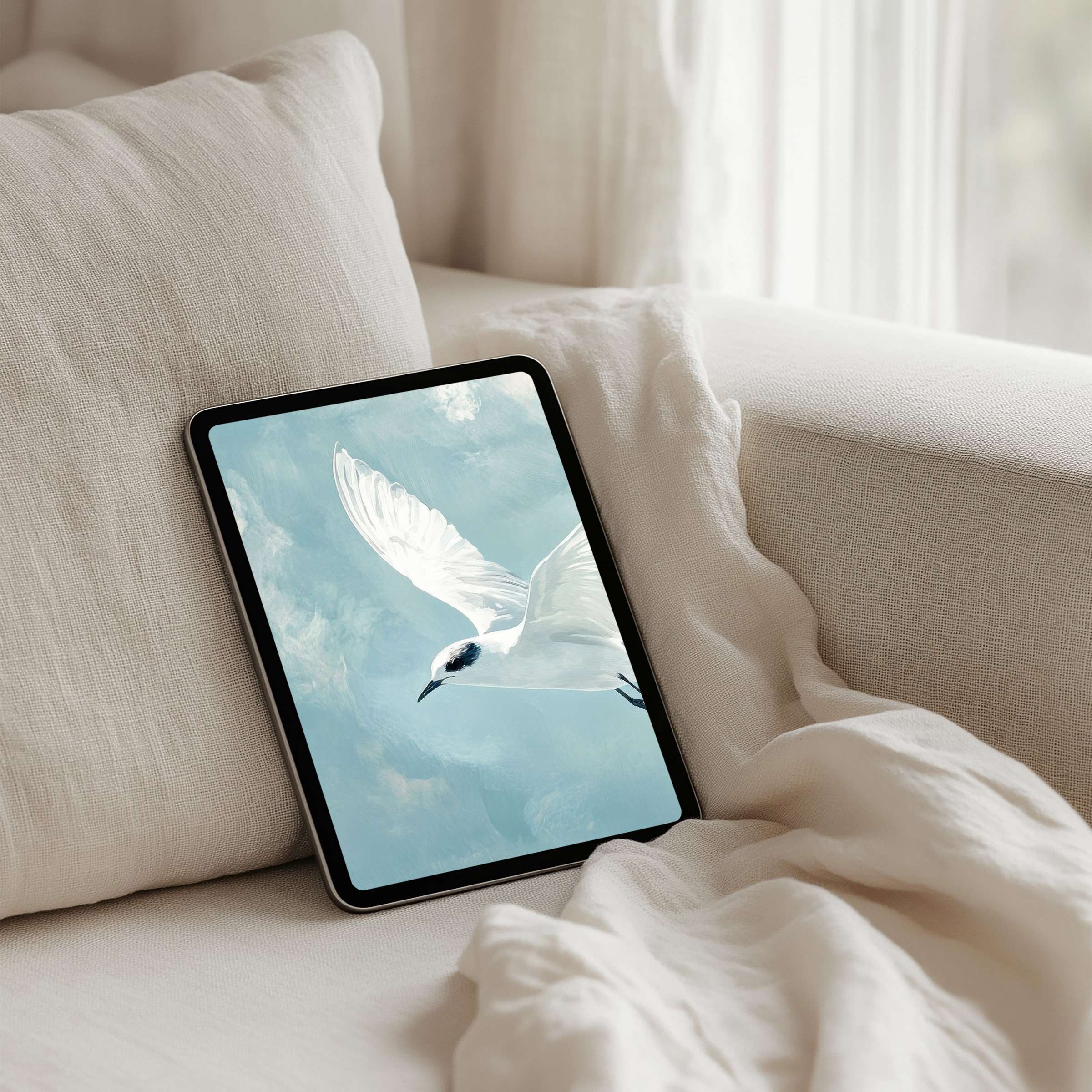 Elevate your iPad background with a serene bird illustration, perfect for tablet users seeking instant download and mindful ambiance